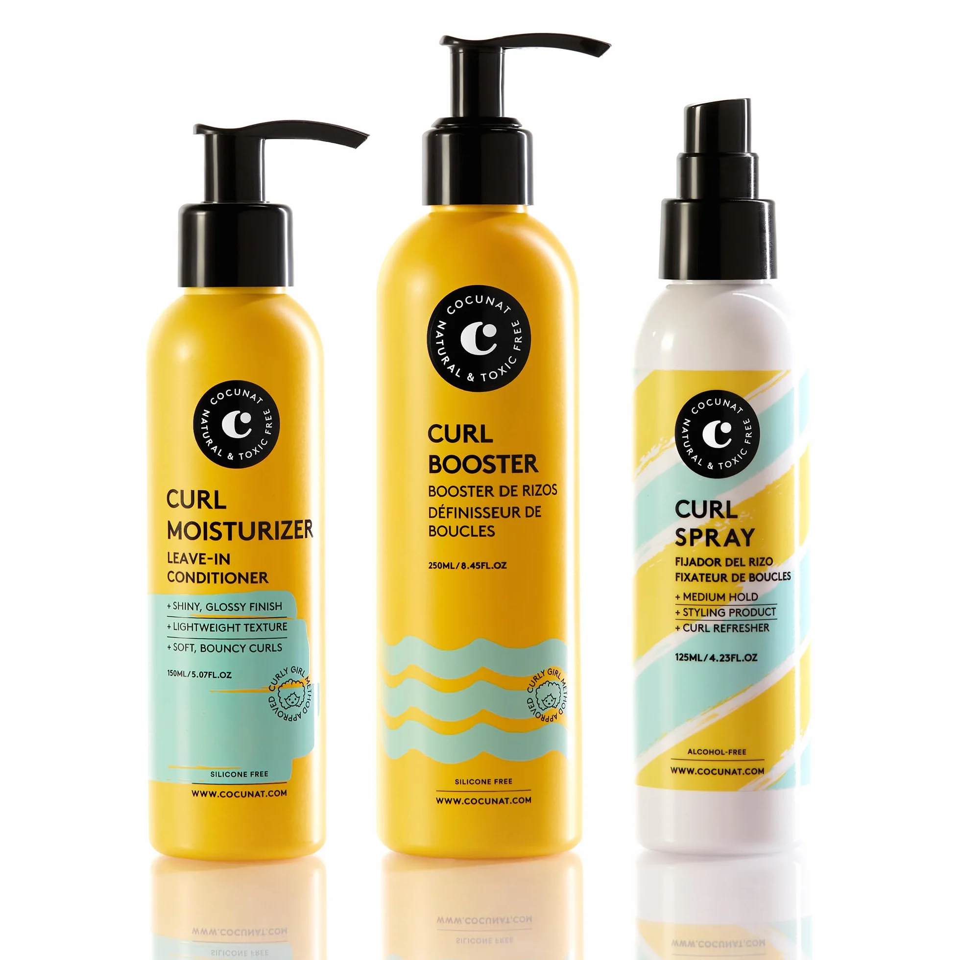 COCUNAT Curly Method Curl Booster Crème Hydratante Leave In Spray Curl Defining Gel Curl Fixer Anti Frizz Curl Activator 250ml 150ml 125ml