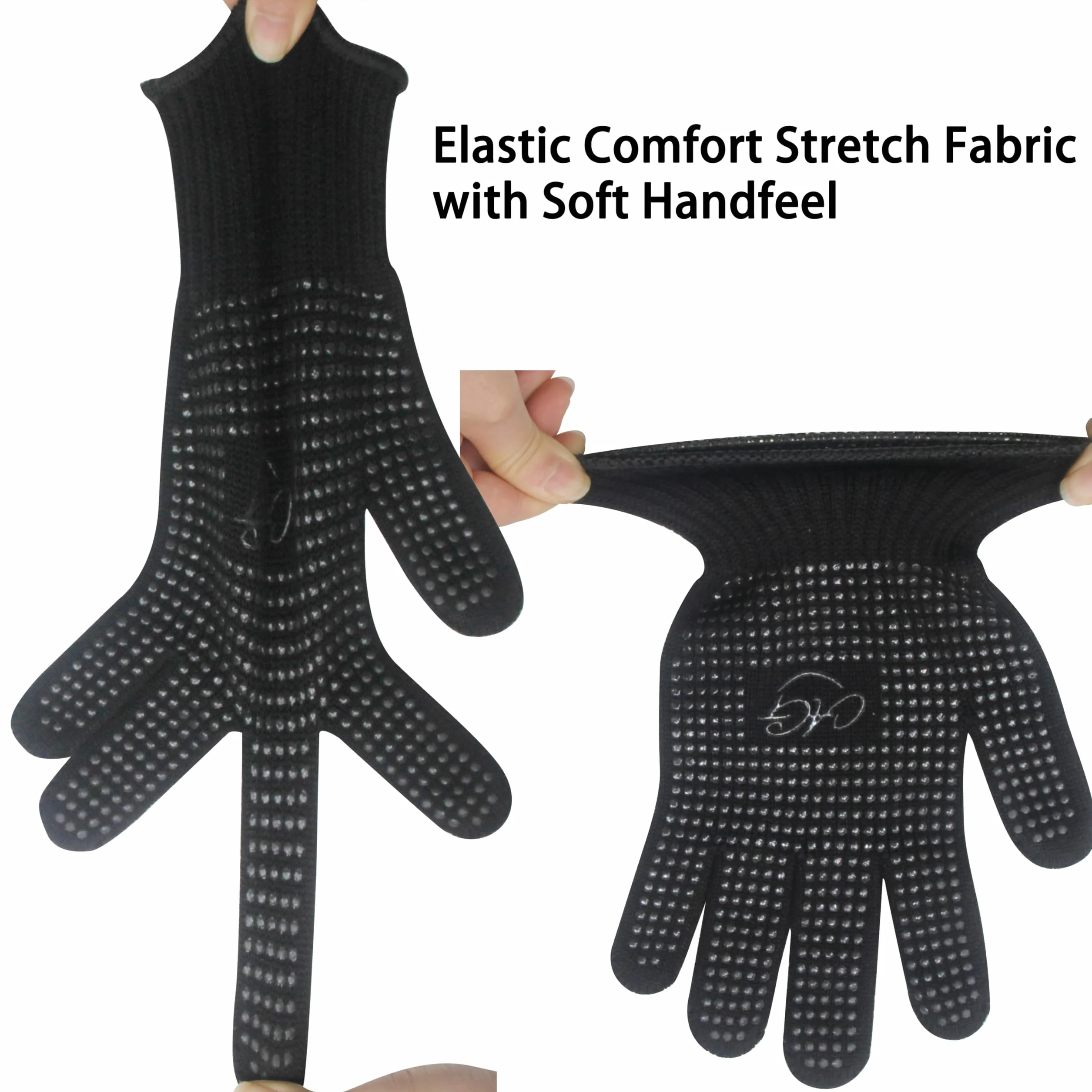 ANGENIL Gants thermorésistants antidérapants double face avec picots en silicone pour coiffage, lot de 2, noirs