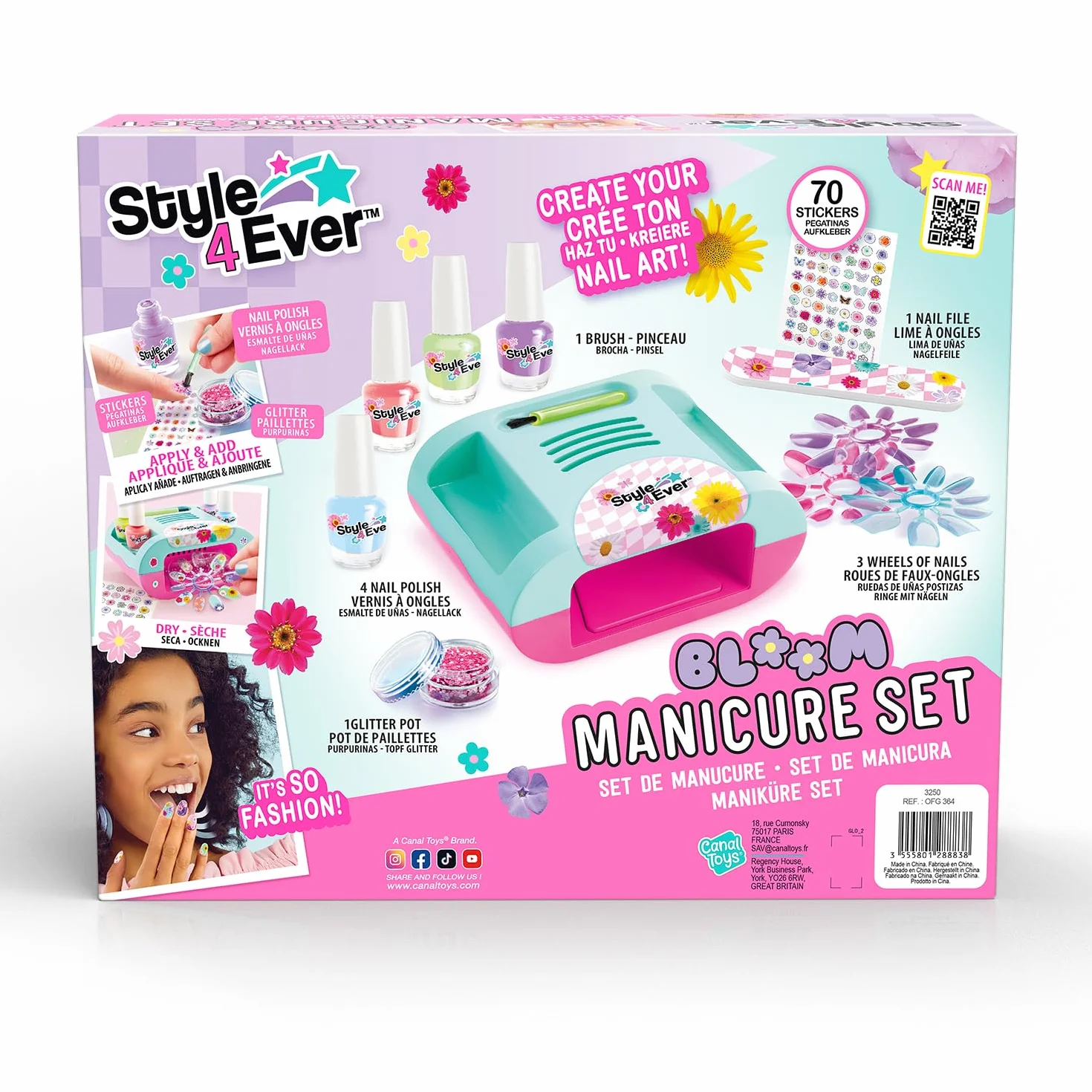 Canal Toys Style 4 Ever Set de Manucure Bloom Kit Créatif Nail Art Enfant 8+ Ans