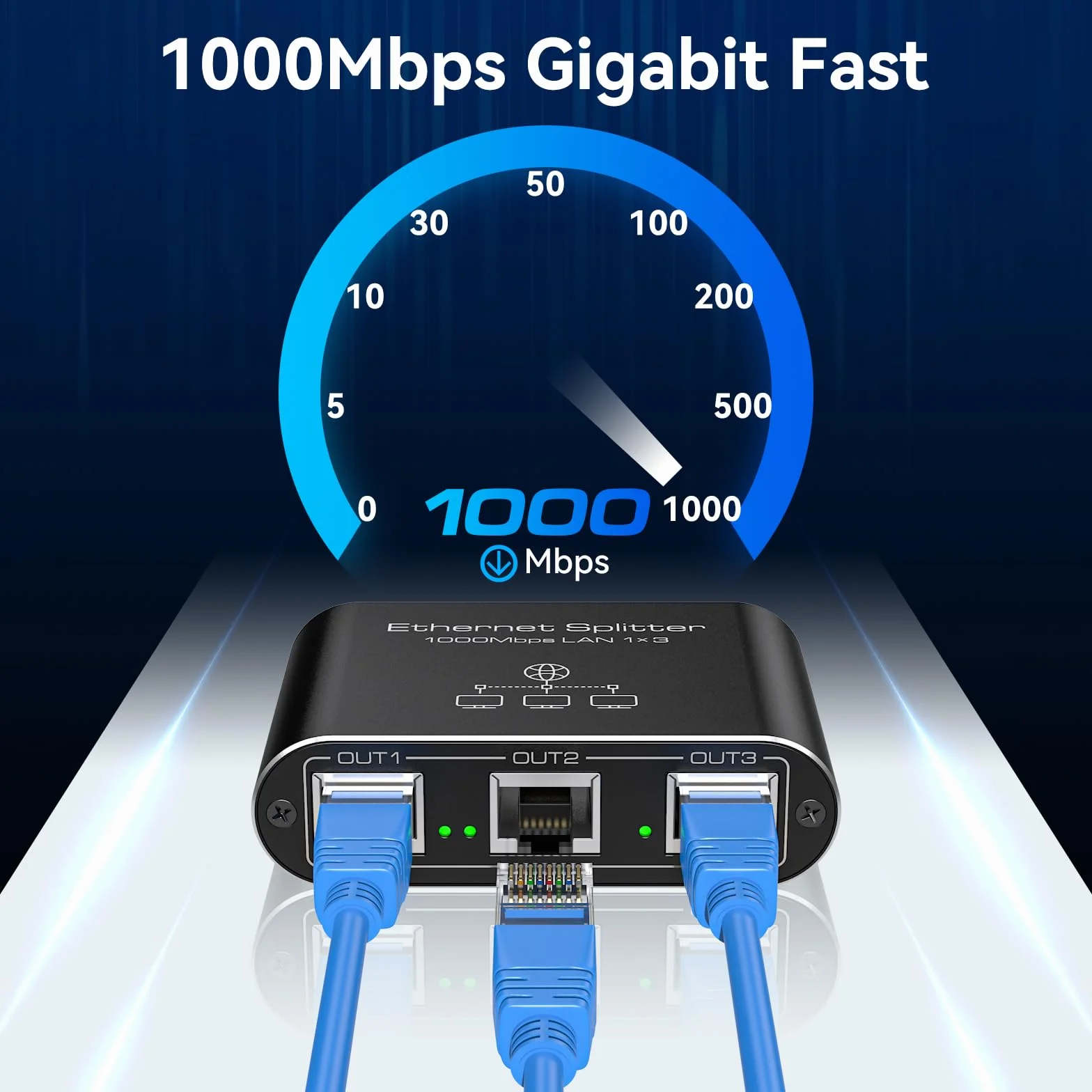 VEDINDUST Switch Ethernet 1 à 3 1000Mbps RJ45 Répartiteur