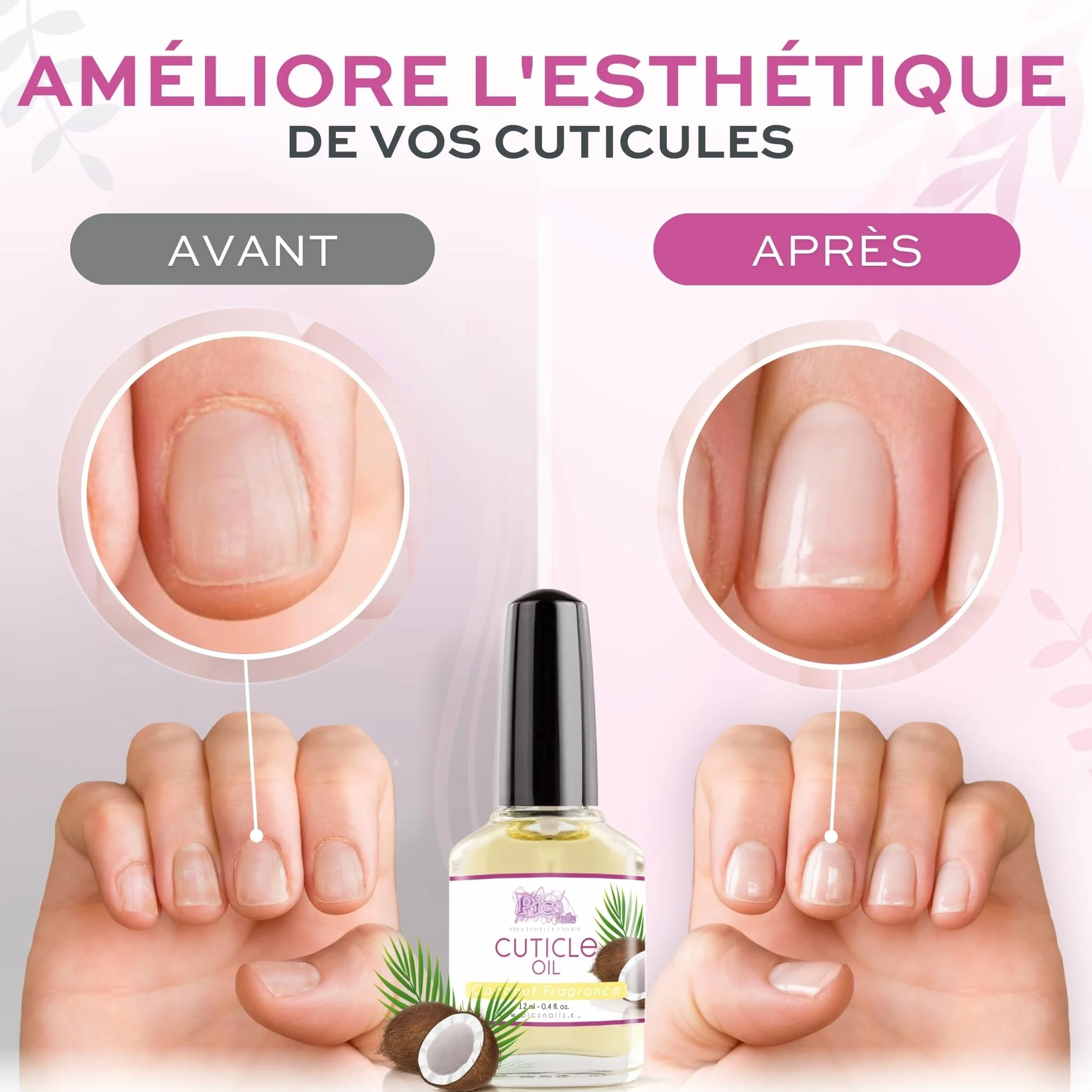 Huile Cuticules Mains Pieds 12ml Professionnelle Coco Hydratante Régénérante