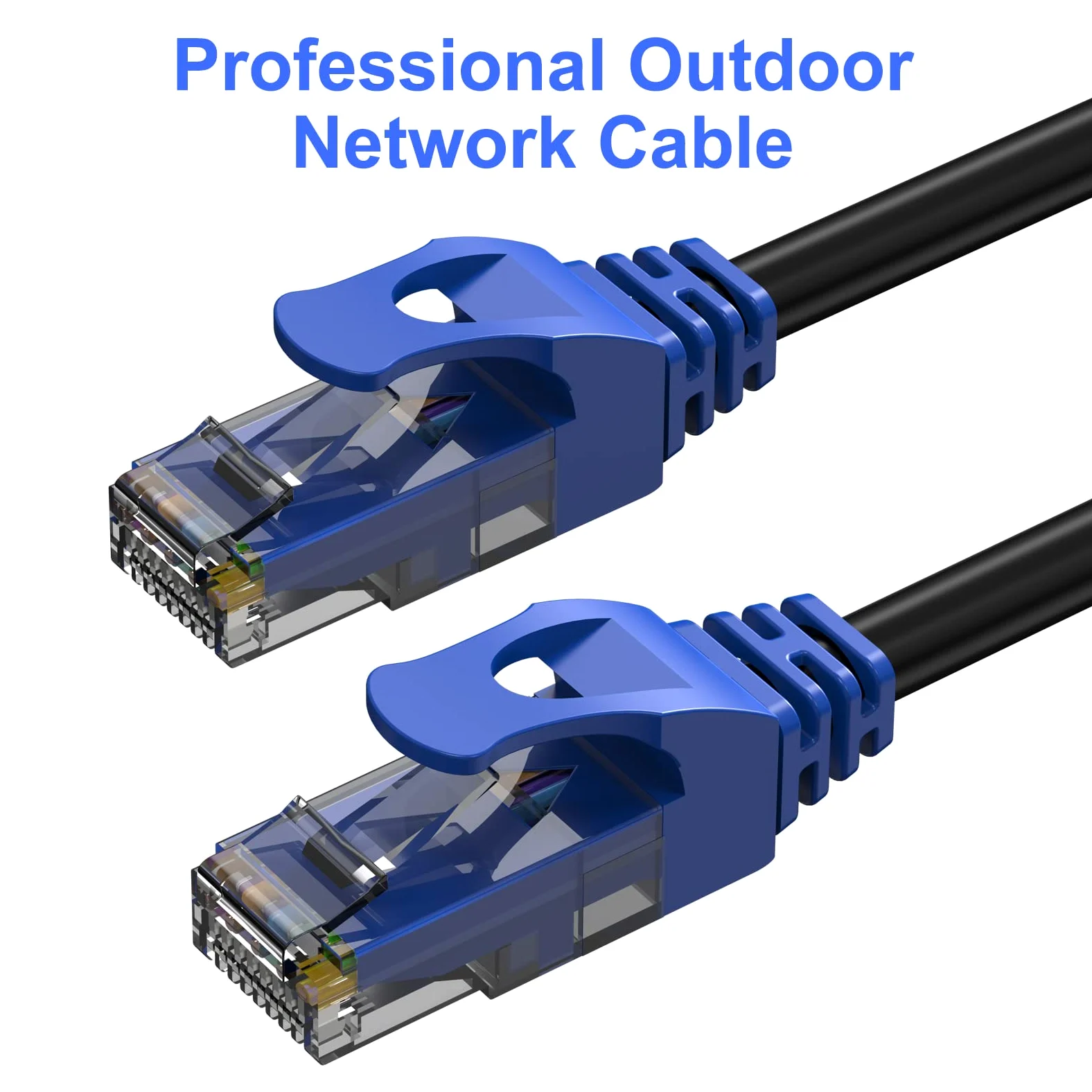 Câble d'extérieur Cat6 - 100 m - Câble Ethernet Cat 6 - 24 AWG CCA, UTP (non blindé), imperméable, résistant aux UV, à enfouir directement, réseau, Internet, RJ45 LAN avec 25 serre-câbles
