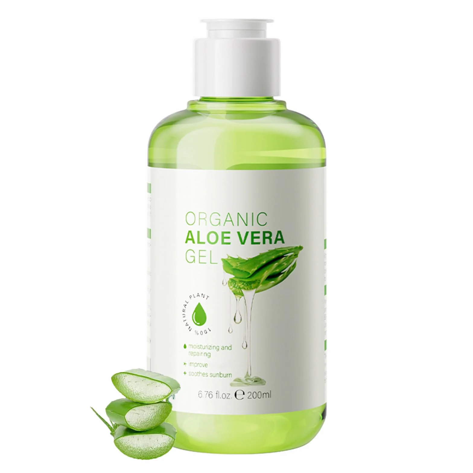 Gel d'aloe vera 100% pur hydratant naturel visage cheveux corps apaisant nourrissant soin après-soleil 200 g
