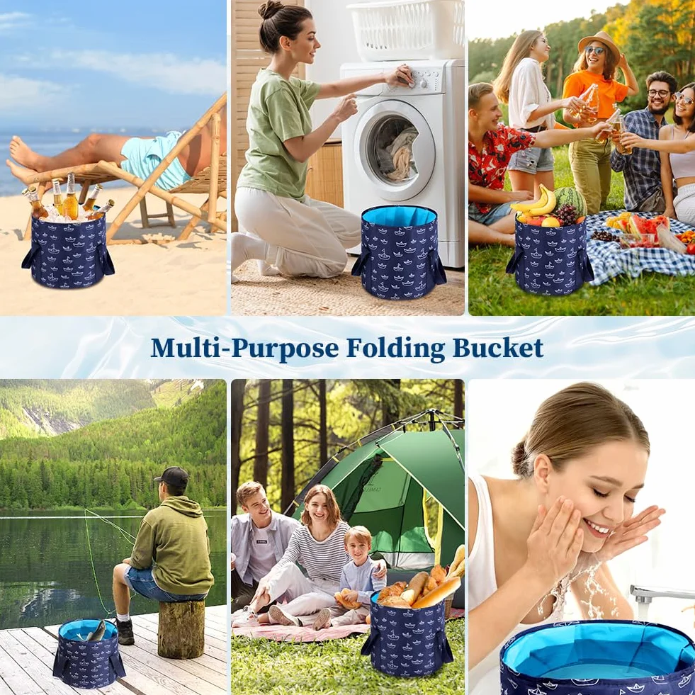 Flintronic Seau Pliable Tremper Pieds 25L Portable Bain Pieds Multifonctionnel Bassin Lavage Pliante Pêche Camping Voyage