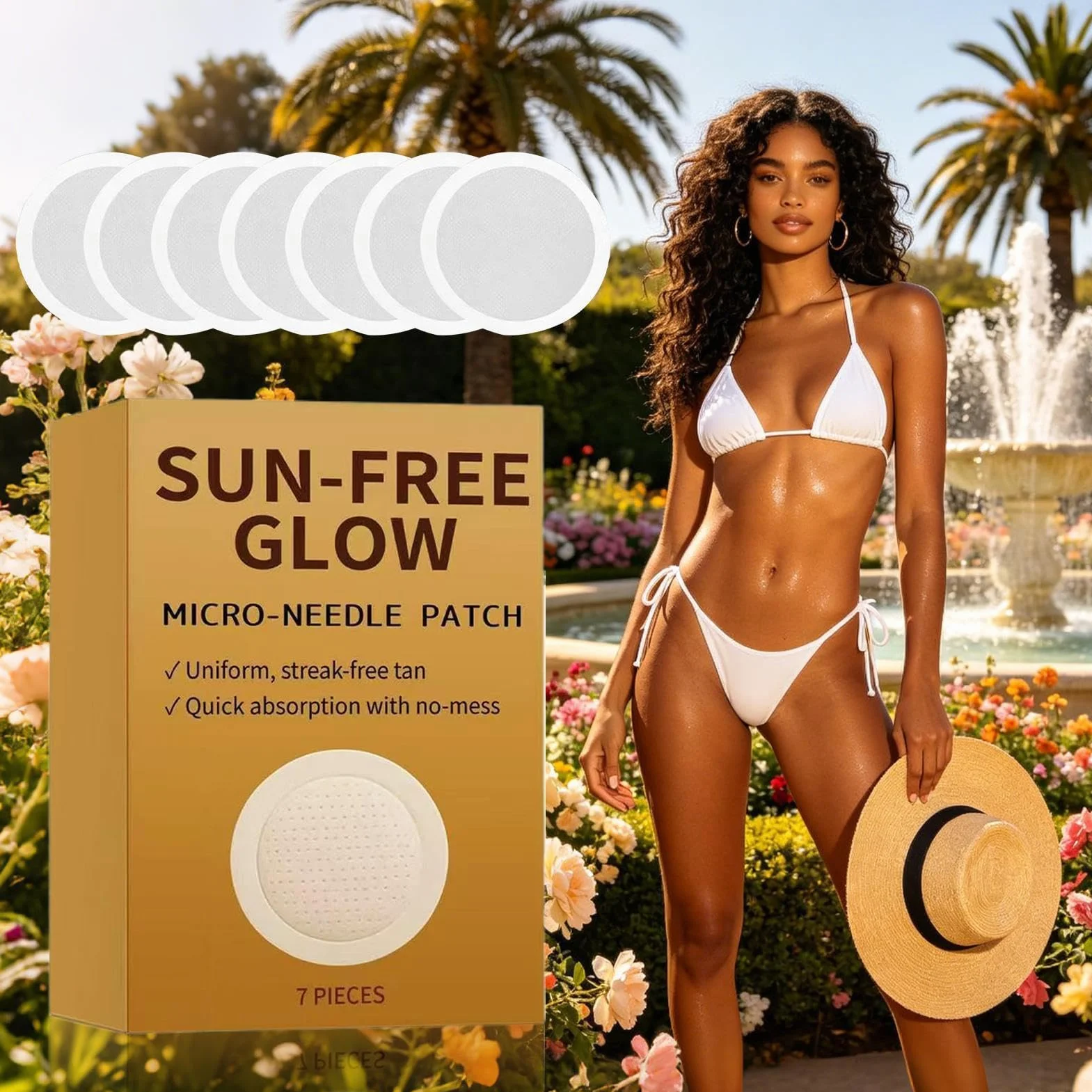 Patchs Autobronzants Glow Micro-needle Lot De 14, Sun-free, Ingrédients Naturels, Sans Soleil