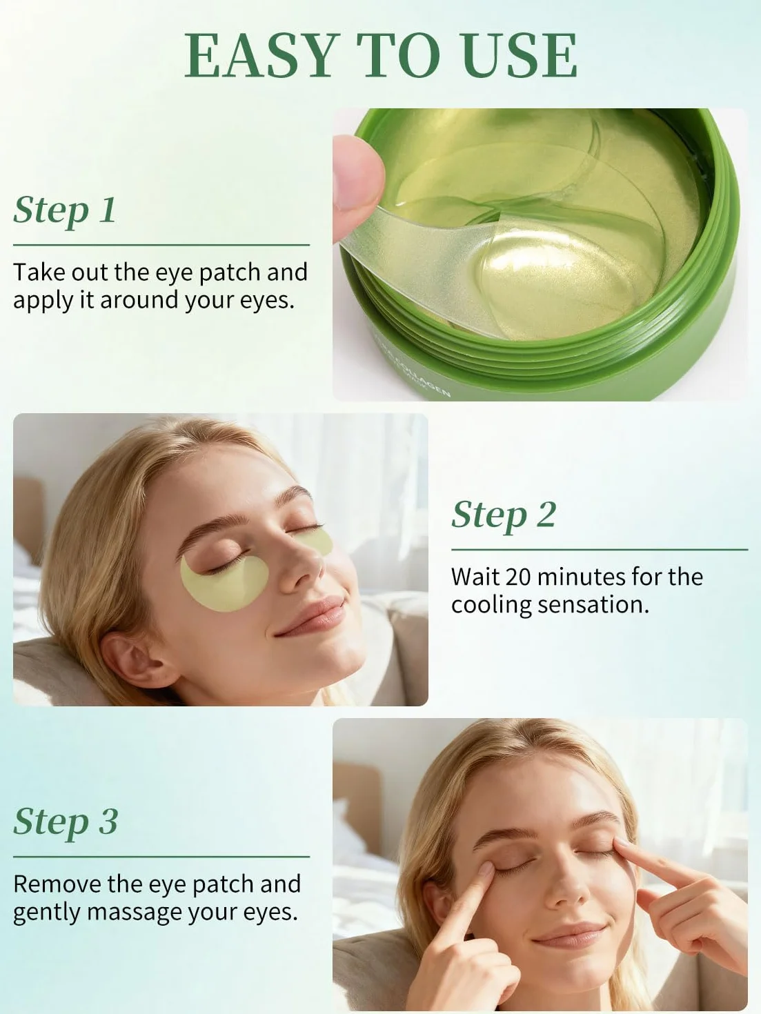 Patchs pour les yeux contre les cernes et rides, hydratants, aloe vera, lot de 60