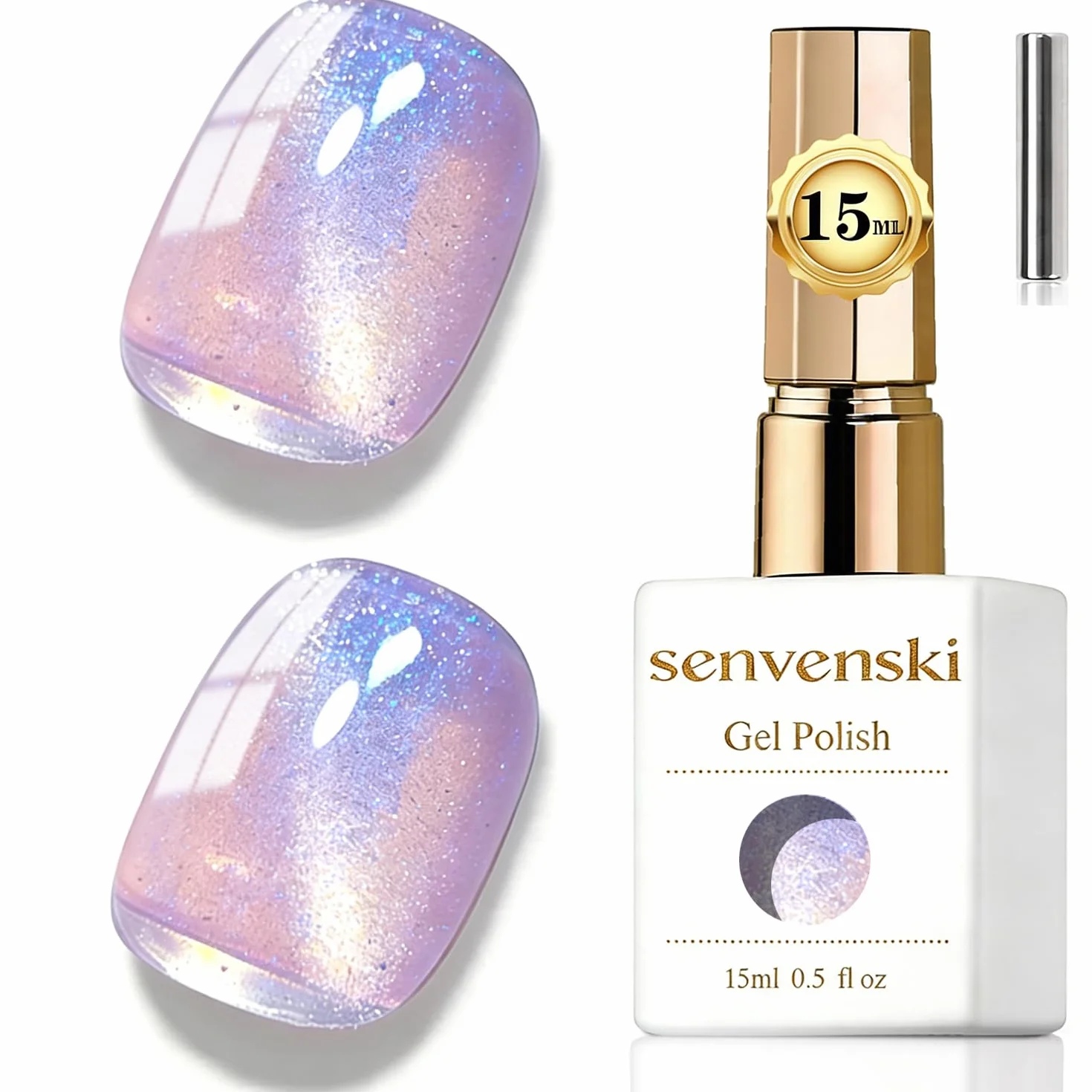 Senvenski Gelée Vitrail Cat Eye Vernis Semi Permanent 15ml Oeil de Chat Magnétique Gel 3D Holographique Brillant Translucide