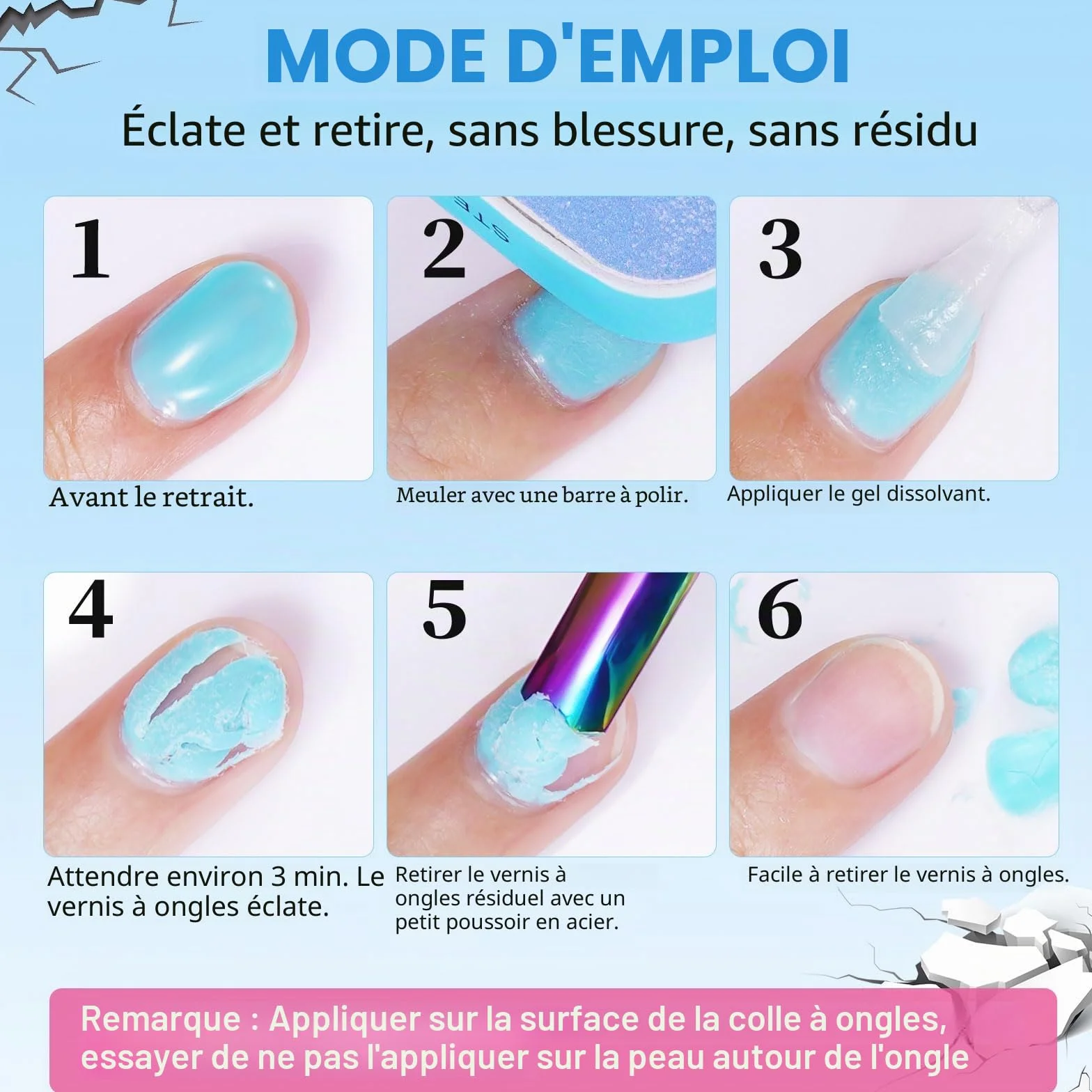 Dissolvant Vernis Semi Permanent, Remover à Ongles, Facile Sans Abîmer les Ongles