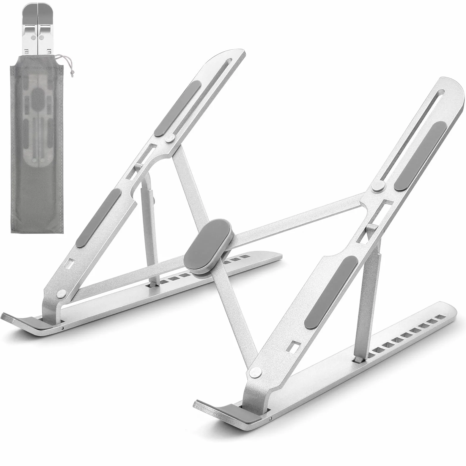 Support Ordinateur Portable 10 Niveaux Réglables, Rehausseur Pliable pour Bureau, Laptop Stand Silicone Antidérapant PC