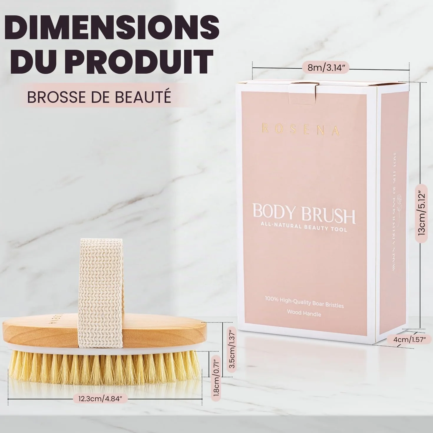 Brosse de brossage à sec pour le corps – Exfoliant bio et brosse de massage ovale
