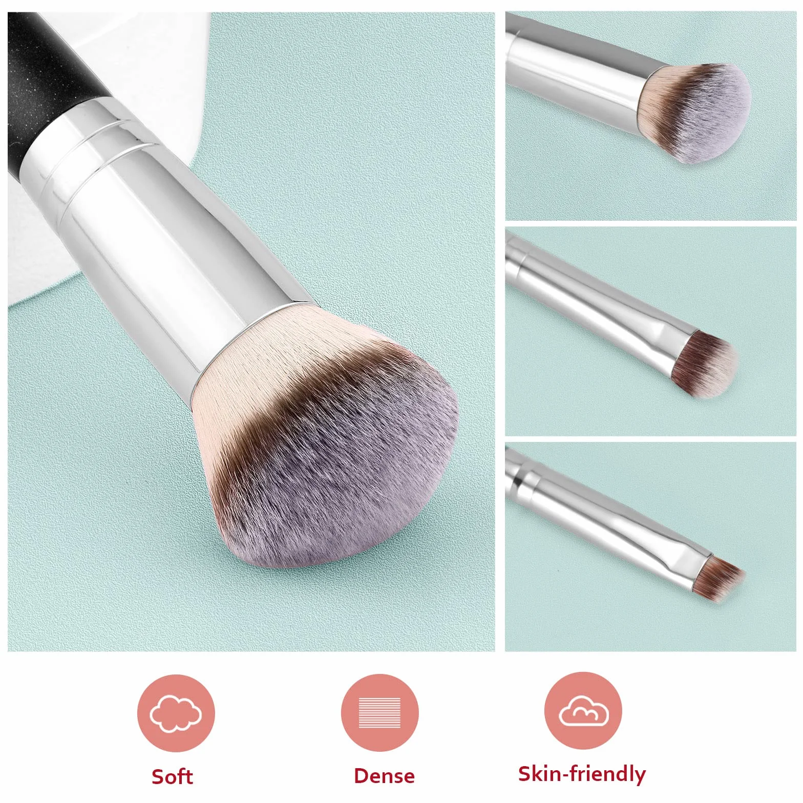 START MAKERS Pinceau Fond de Teint Maquillage Professionnel 2 Pièces Poils Souples Denses