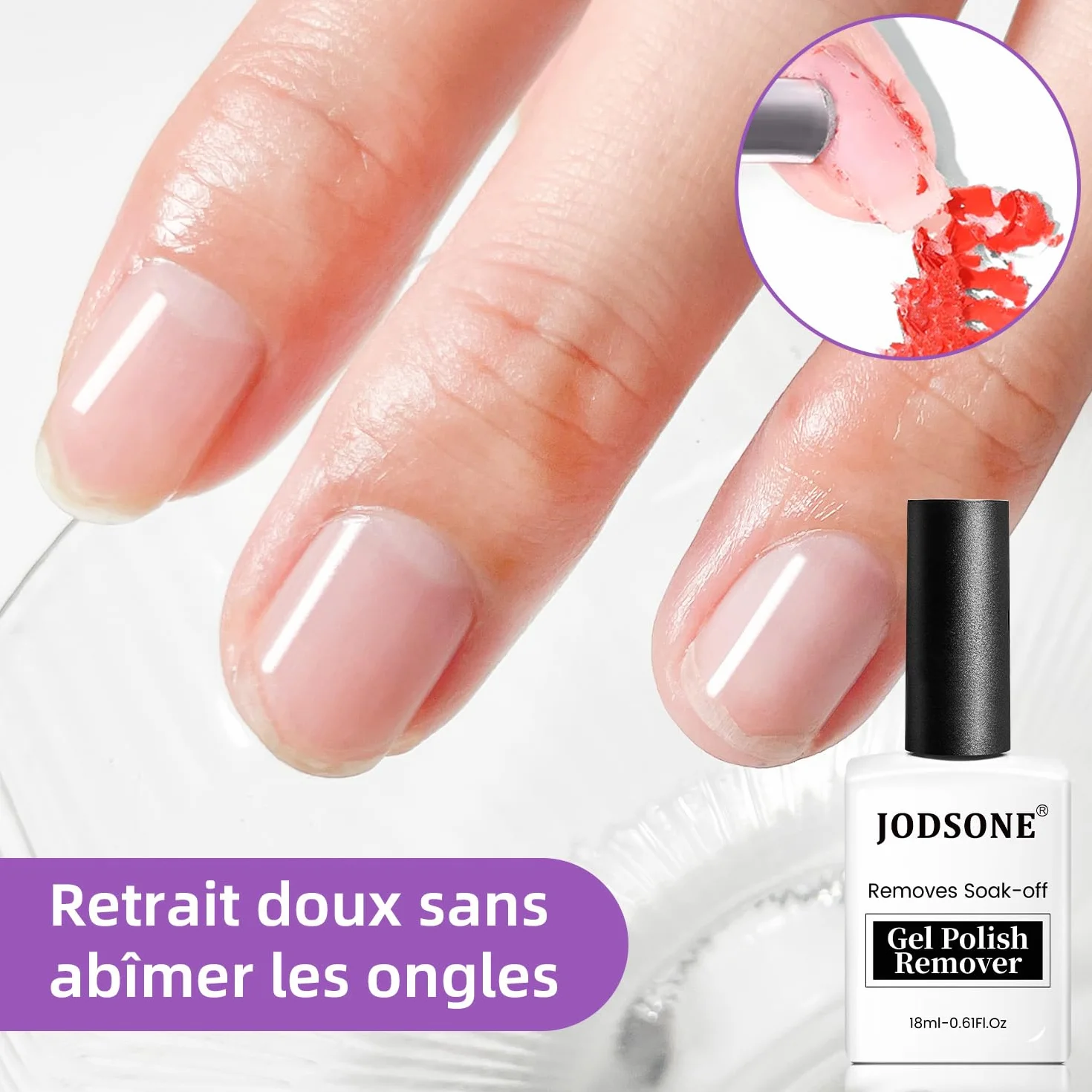 JODSONE Dissolvant Vernis Semi Permanent 18ML, Pas de Trempage Requis, 3-5 Minutes