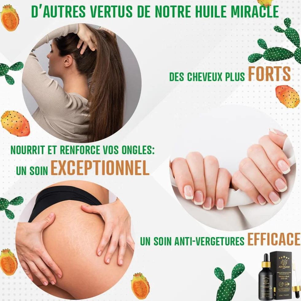 Huile de Pépins de Figue de Barbarie Bio Anti-Âge 30 mL Pressée à Froid Extra Vierge