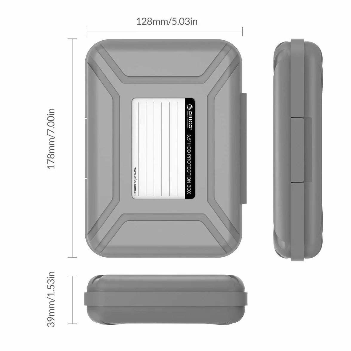 ORICO Boîtier de Protection 3.5 Pouces Lot de 5 Étui Rangement Disque Dur HDD SSD Remplissage Anti-Vibration Antistatique