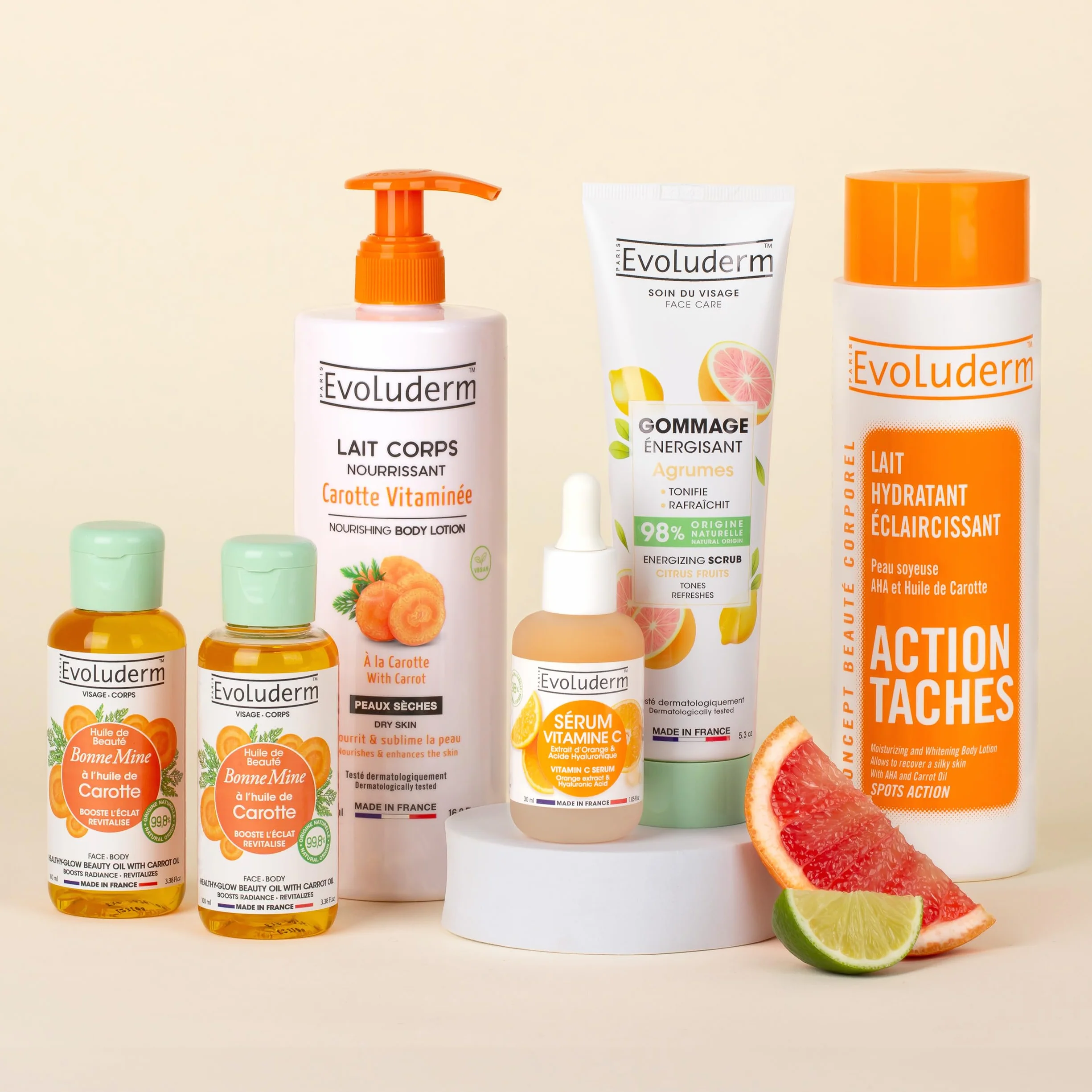 EVOLUDERM Routine Éclat 6 produits Visage & Corps Fabrication Française