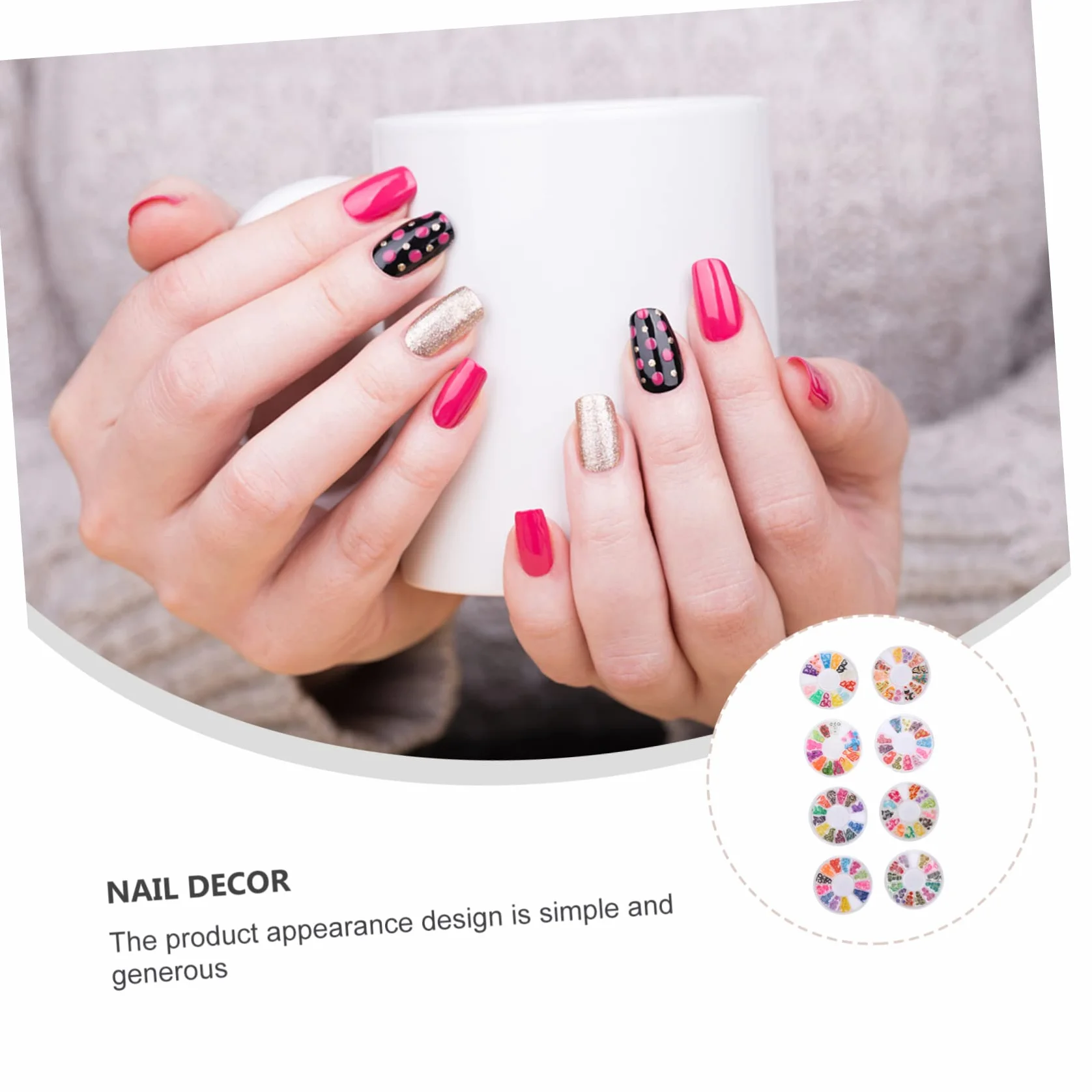 Patch en Pâte Polymère Motif Fruits Doux pour Décoration Ongles DIY, 8 Boîtes