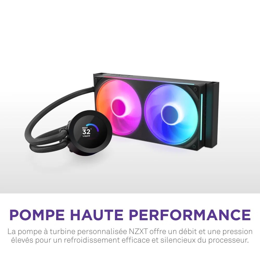 NZXT Kraken Plus 240 RGB - Refroidisseur CPU AIO 240mm, LCD - Noir