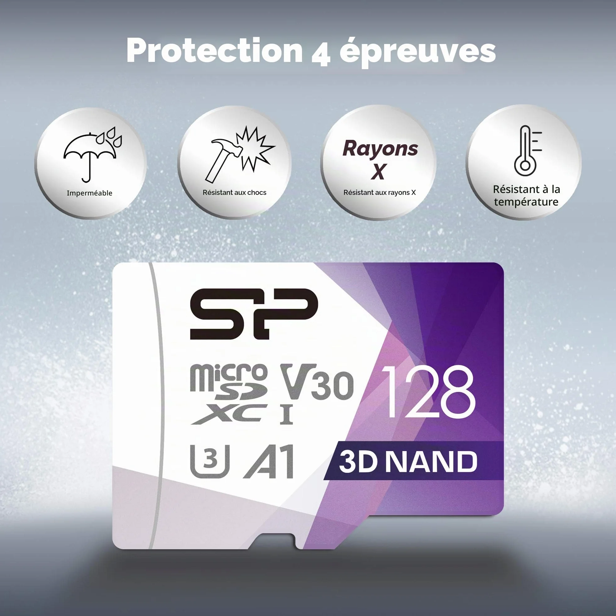 Silicon Power Carte mémoire microSDXC UHS-3 128 Go FBE-SU128GBSTXDU3V20EU