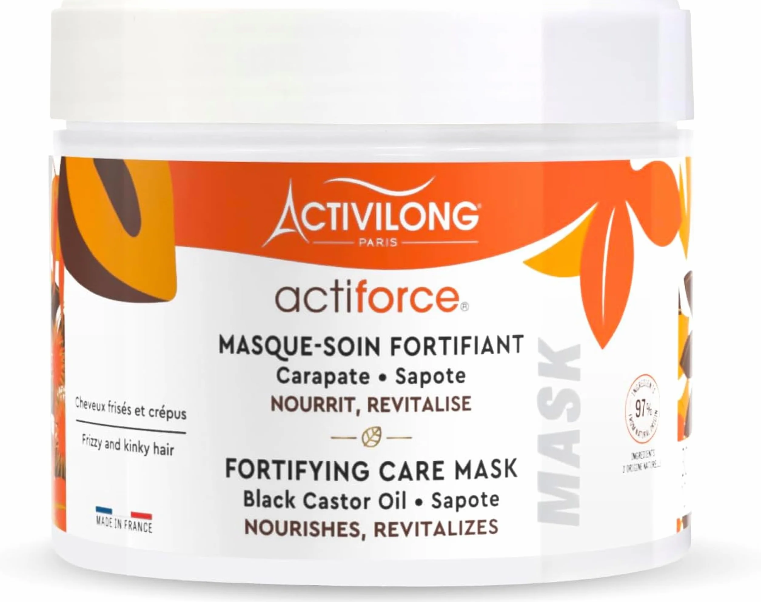 ACTIVILONG Masque-Soin Fortifiant Actiforce Cheveux Frisés Et Crépus 300ml 97% Ingrédients Naturels Made In France