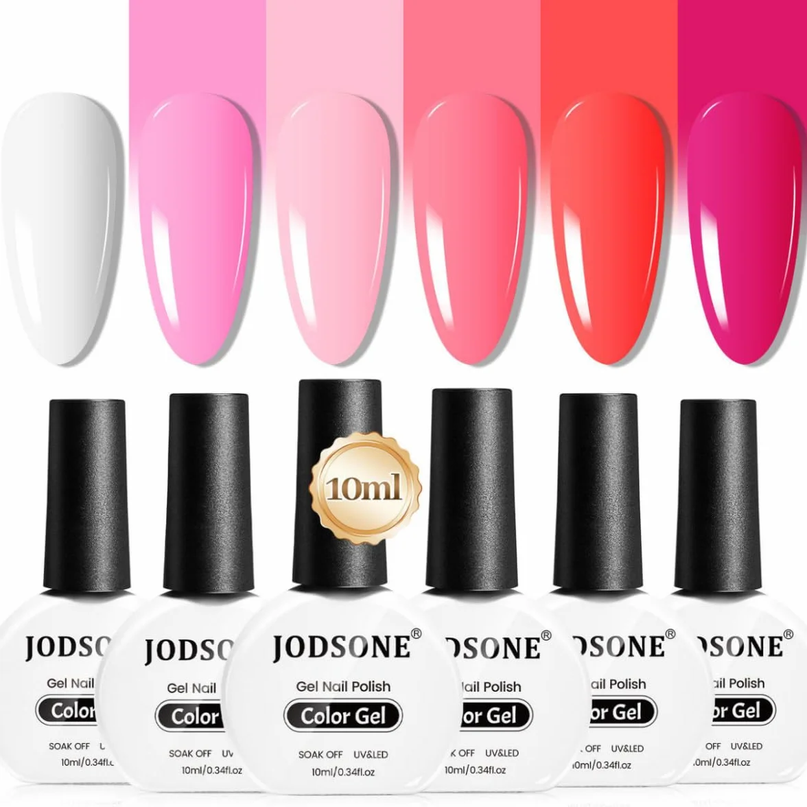 JODSONE Set de Vernis à Ongles Gel 10ml 6 Couleurs Rouge Rose pour Nail Art Séchage Rapide
