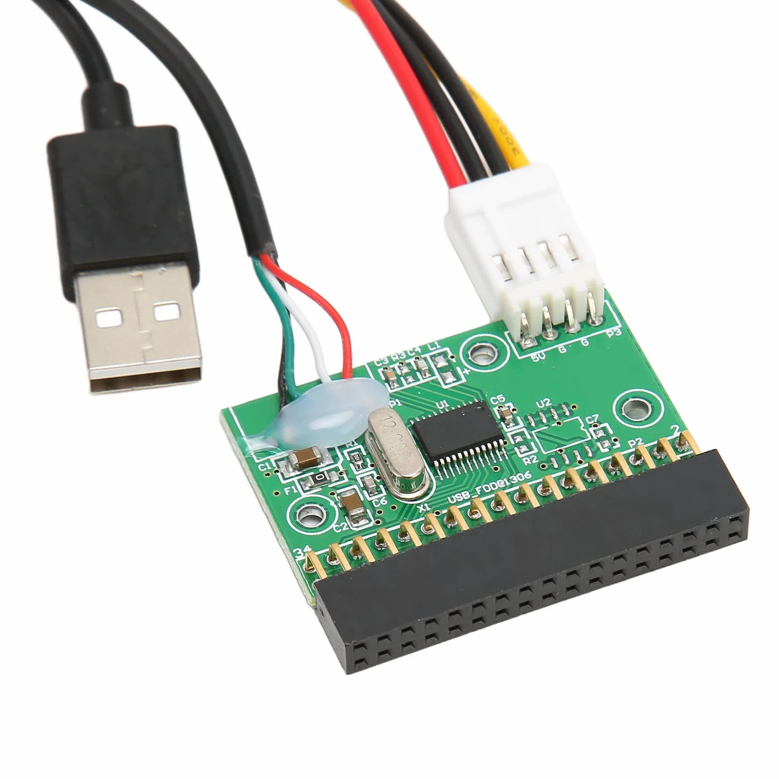 Connecteur Lecteur Disquette 1,44 Mo 3,5 Pouces Adaptateur Câble 34 Broches vers USB Carte PCB 34P Plug and Play