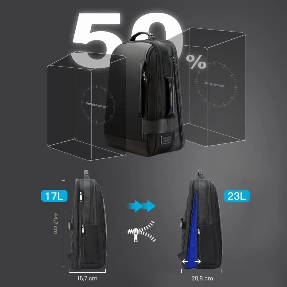 BOPAI Sacs à Dos pour Ordinateur Portable 15,6 Pouces Sac à Dos de Travail Homme de Voyage Femme Sac à Dos Anti-vol étanche USB Sac à Dos d'affaires pour Grande Capacité Loisirs Affaire Scolaire