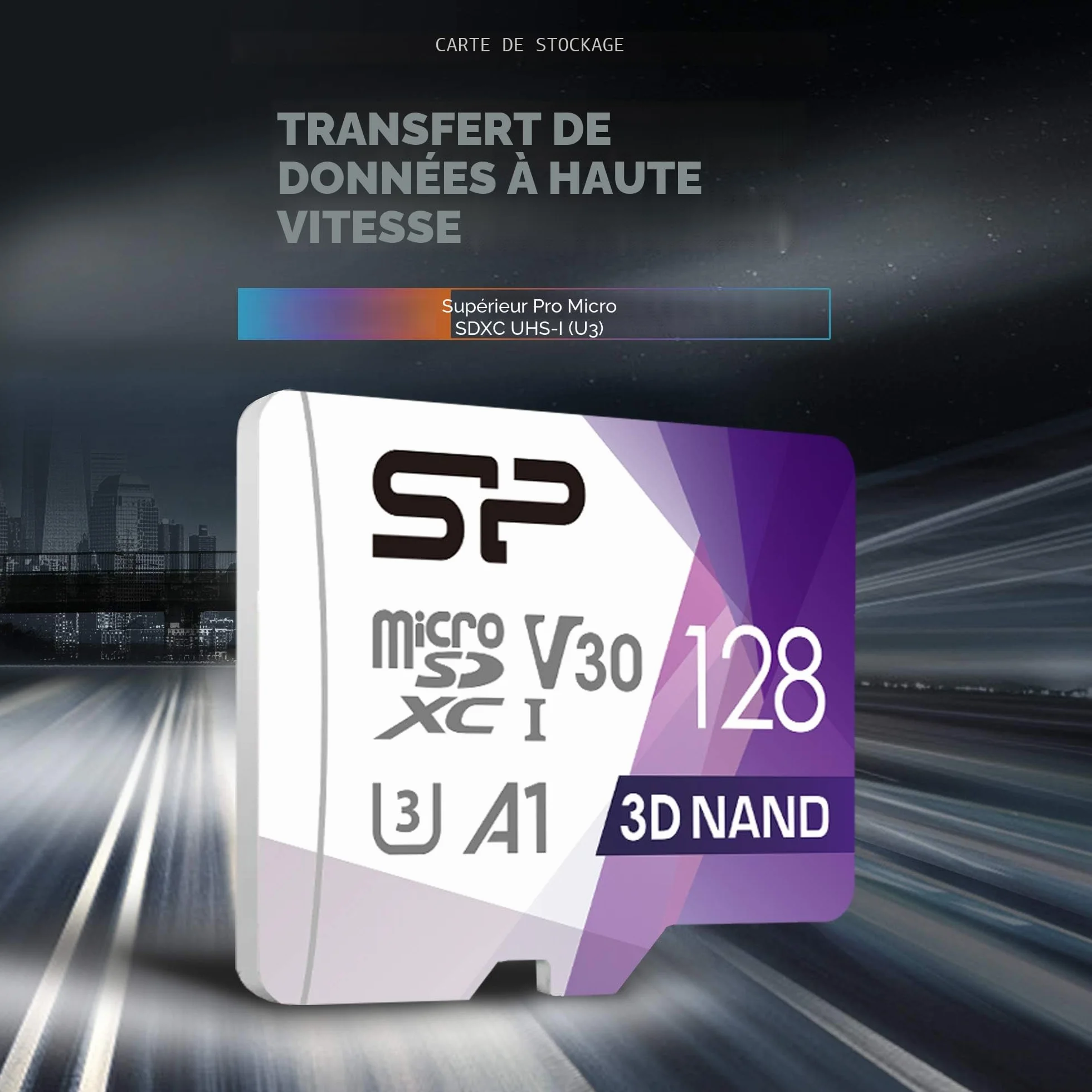 Silicon Power Carte mémoire microSDXC UHS-3 128 Go FBE-SU128GBSTXDU3V20EU