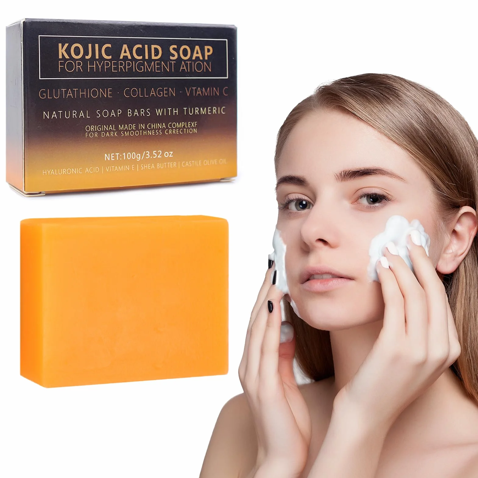 Savon à L'acide Kojique au Curcuma, Skin Lightening Soap, VC Savonnette, 2 x 100g