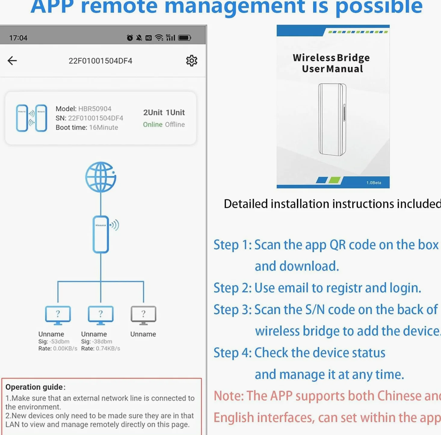 Pont sans fil 2.4GHz 300Mbps 2x14dBi Haute Vitesse (5KM)