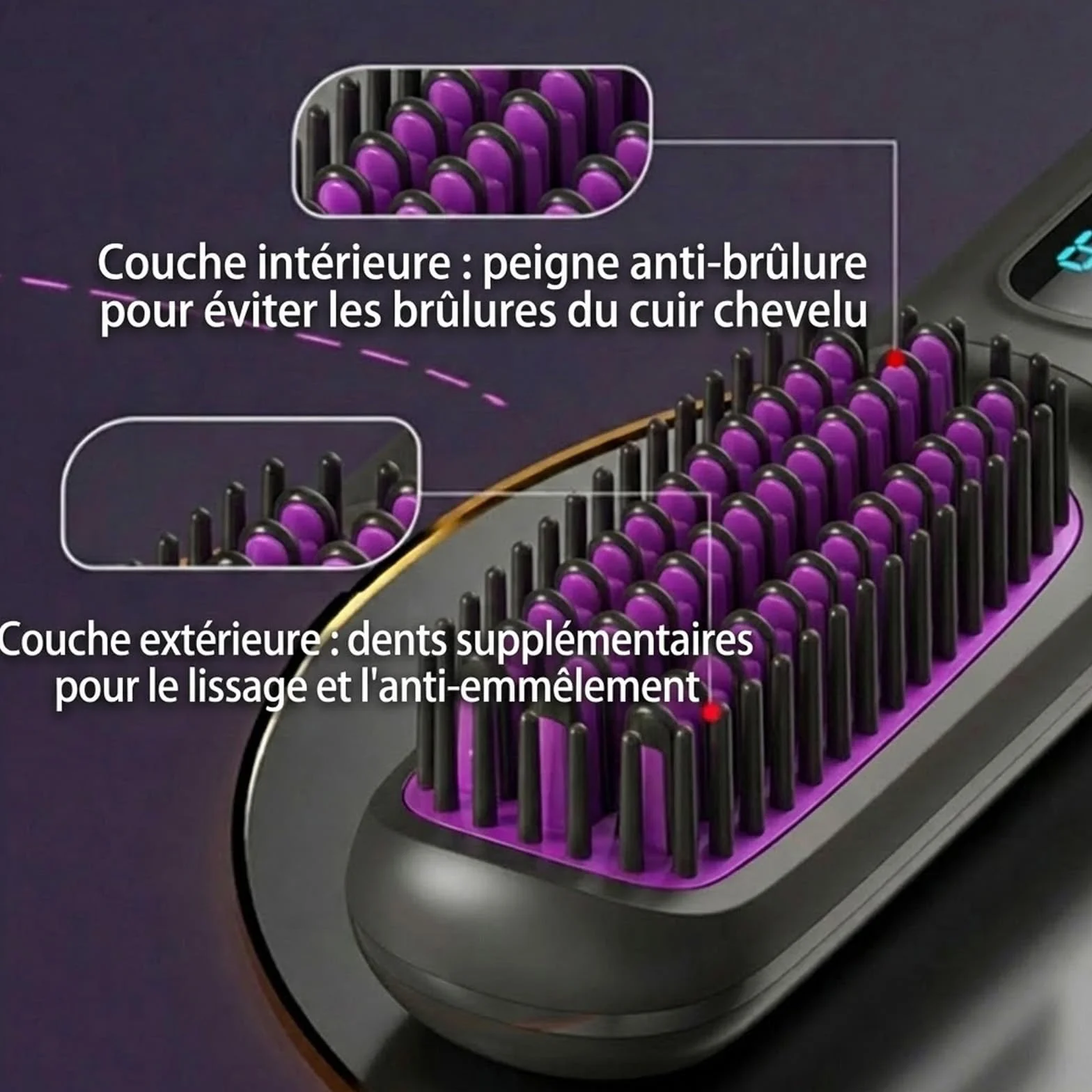 Cocoony Brosse Coiffante Cheveux Courts Volume Sans Fil Portable Noir