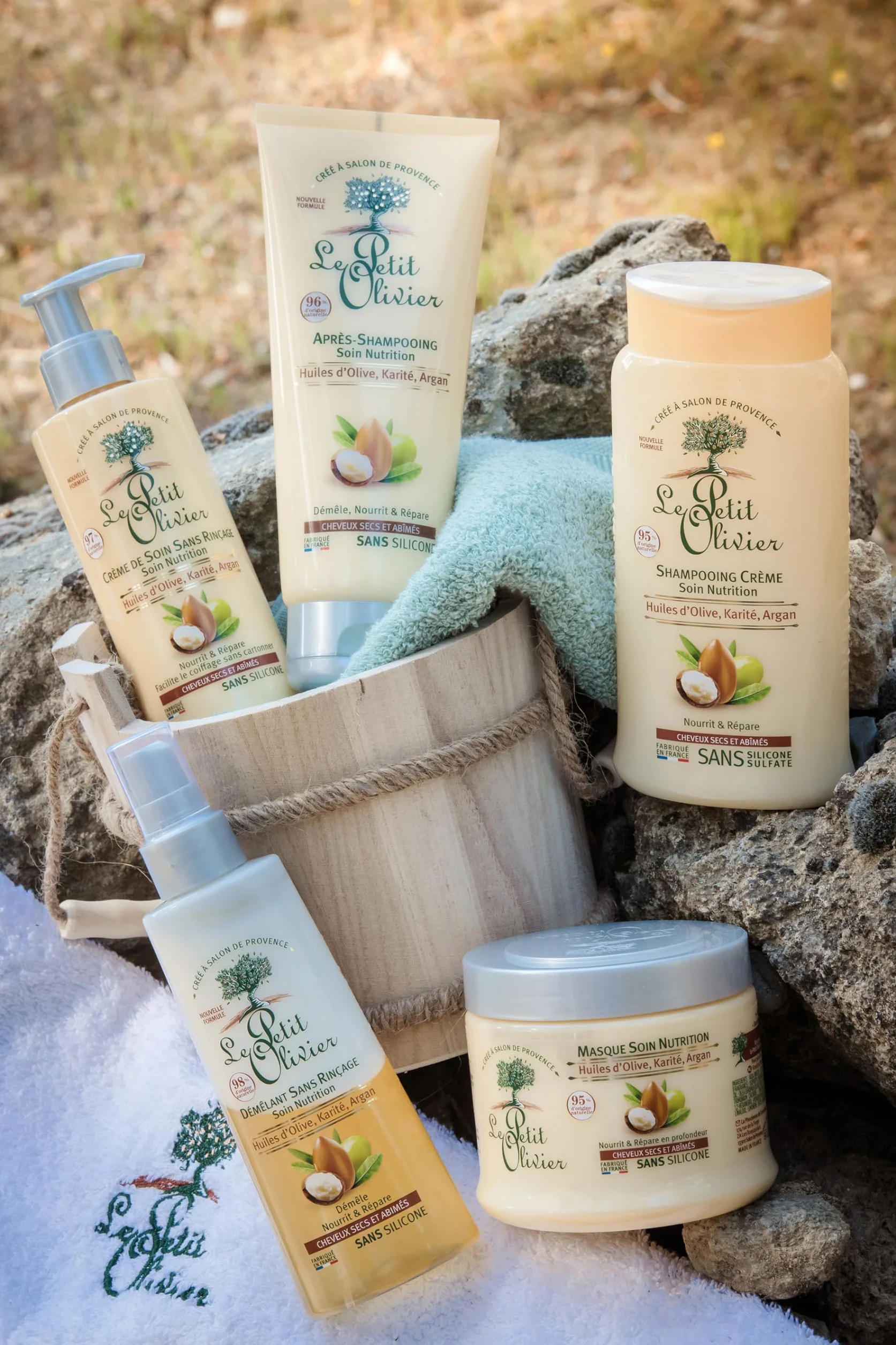 LE PETIT OLIVIER Après-Shampooing Crème Soin Nutrition Huiles d'Olive Karité Argan Cheveux Secs Abîmés Sans Silicone Sans Sulfate 200 ml