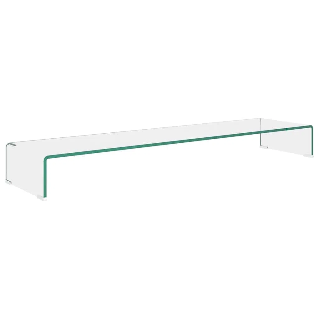 Leasha Rehausseur Écran PC Bureau, Réhausseur d'Écran Support de Moniteur 120x30x13 cm verre transparent
