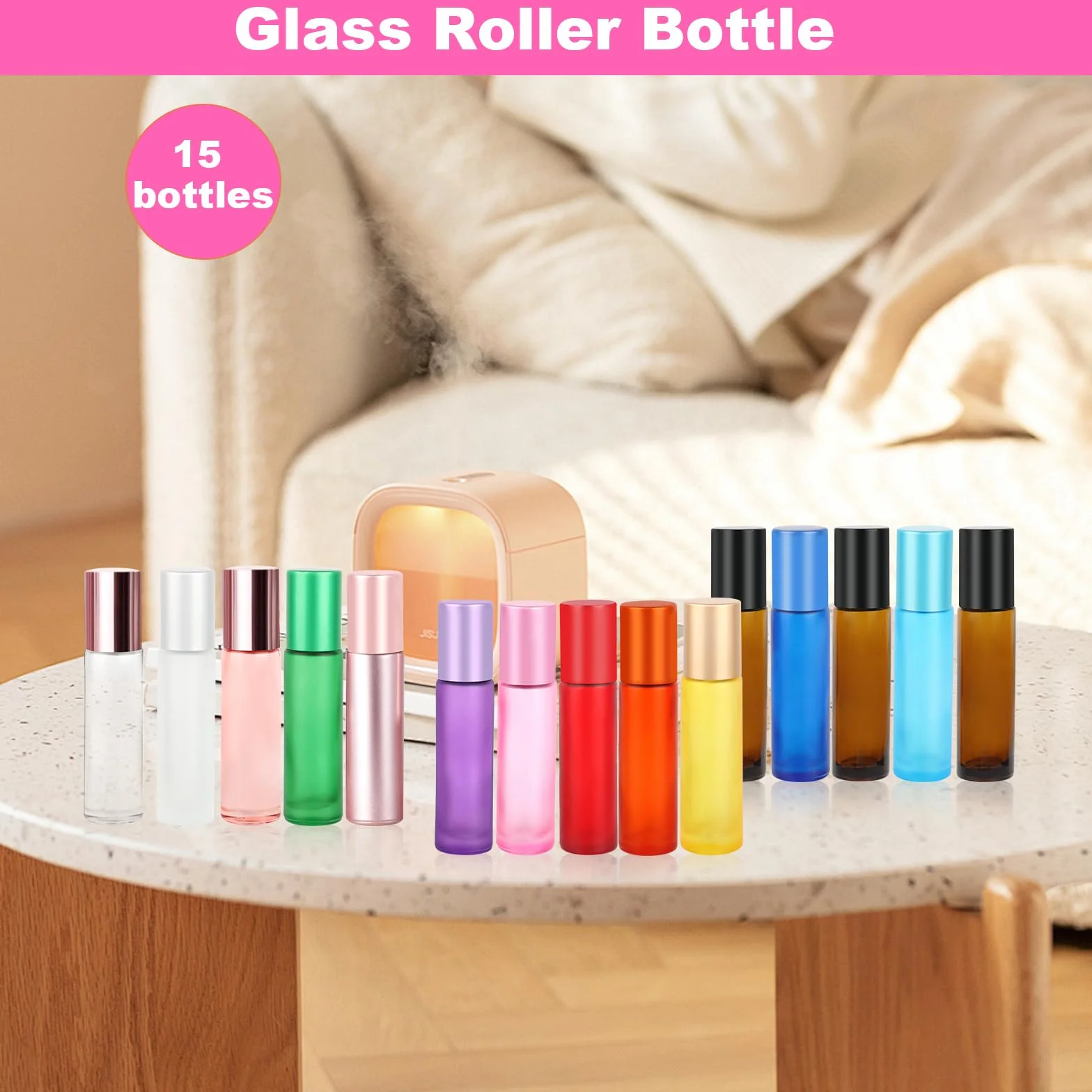Flacon Roll On En Verre 10 Ml Huiles Essentielles Vide Bille Acier Inoxydable Rechargeable Aromathérapie