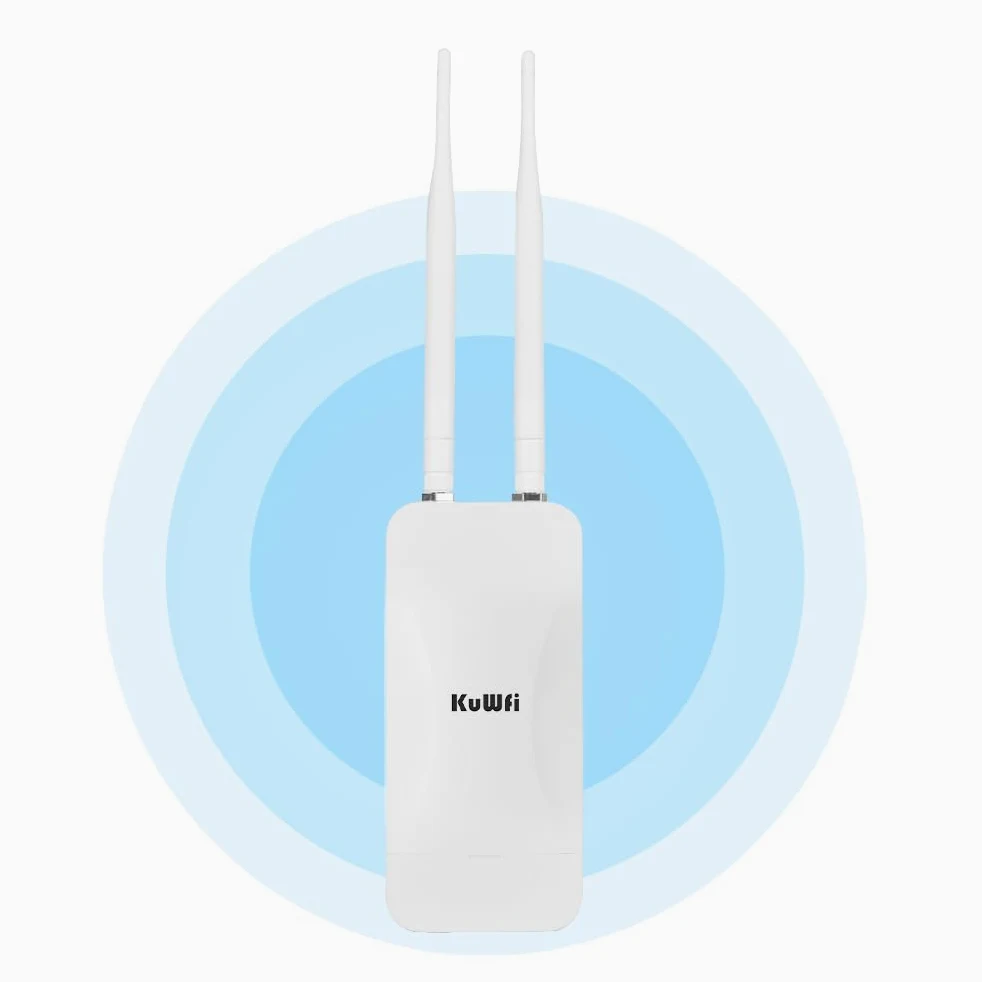 KuWFi Point d'accès Wi-Fi extérieur, 1200 Mbps longue portée, point d'accès Gigabit sans fil double bande, point d'accès WiFi, couverture réseau étendue 200 m, booster Wi-Fi pour campus, parcs, cafés,