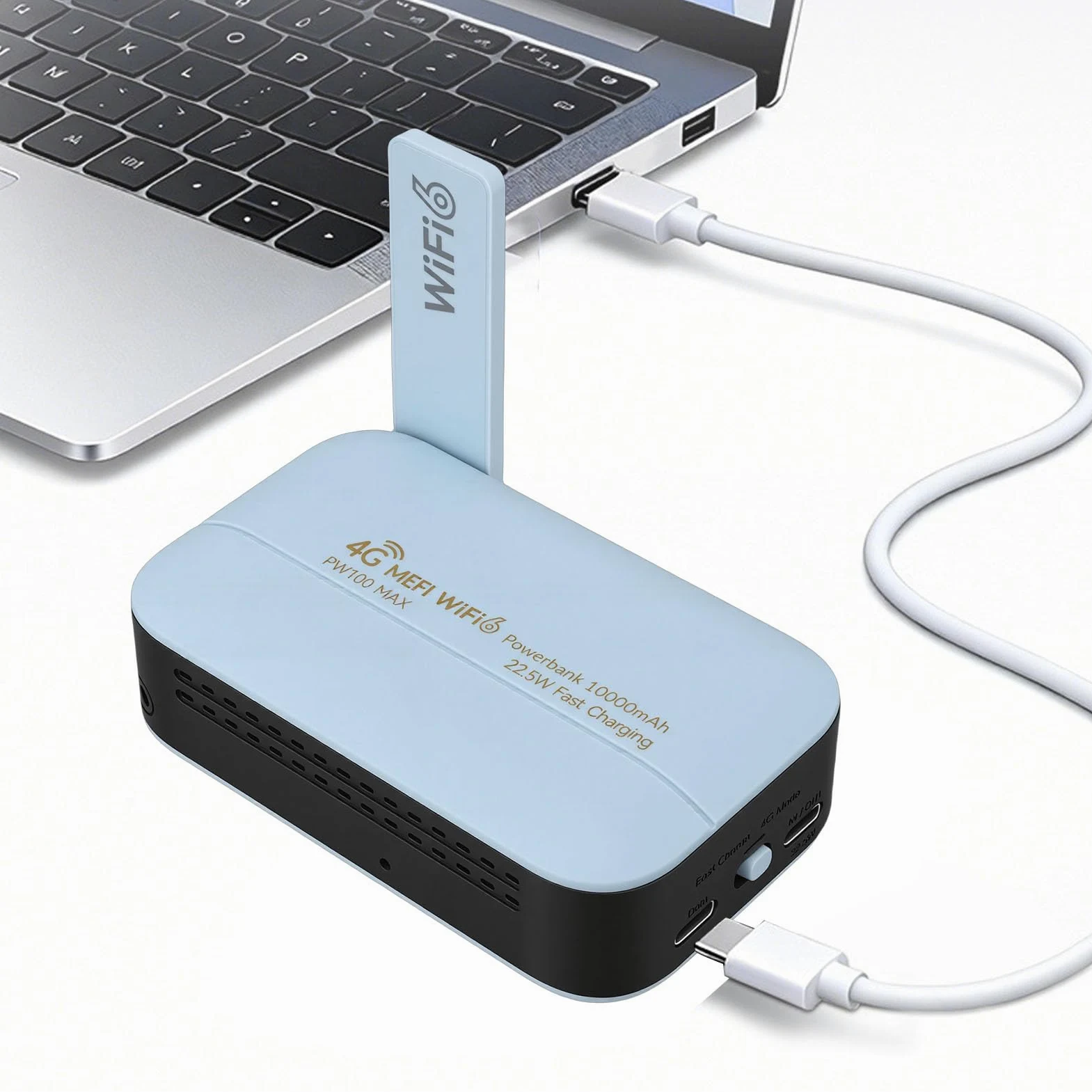 Portable Hotspot Mobile Hotspot Routeur Portable avec Banque d'alimentation 10 000 MAh Mobile 4G LTE 300 Mbps 6 Emplacements pour Carte SIM pour Voyage, Affaires, Voiture, Streaming en Plein