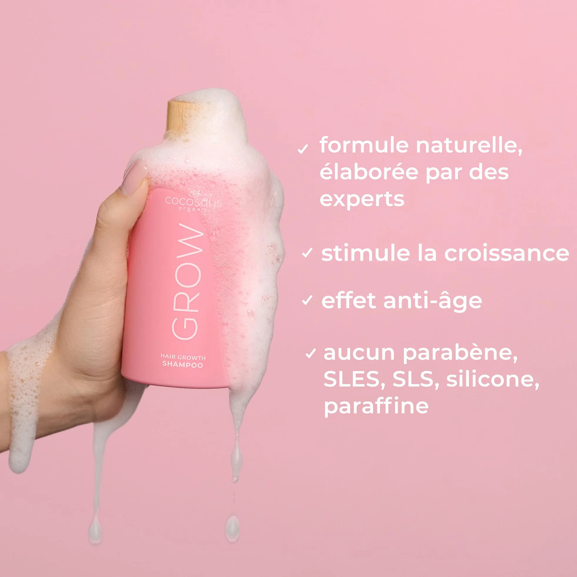 COCOSOLIS GROW Shampooing Croissance Cheveux Anti-Âge Vitamine E Principe Actif