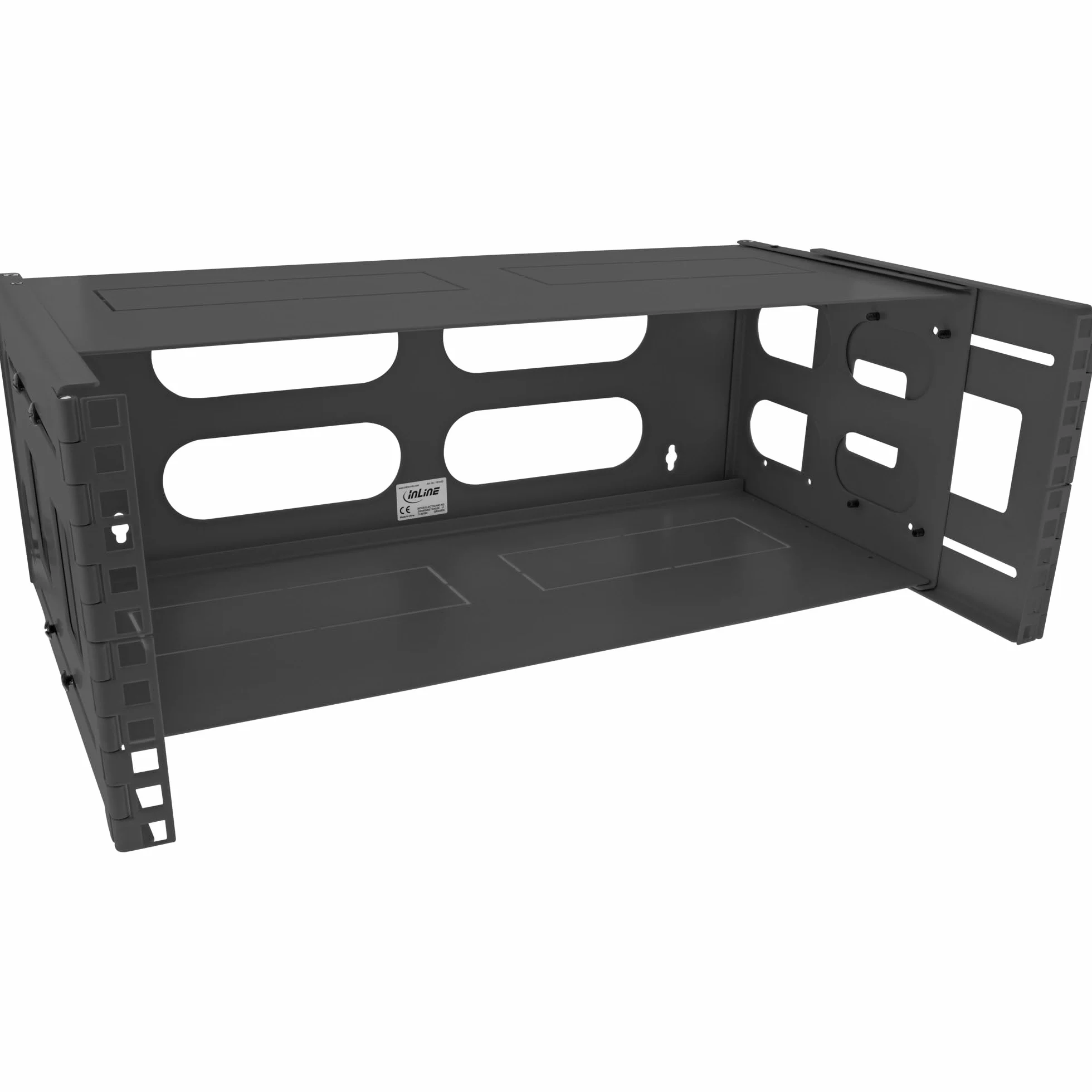 InLine 4HE Rack Mural avec Couvercle Noir 48 cm