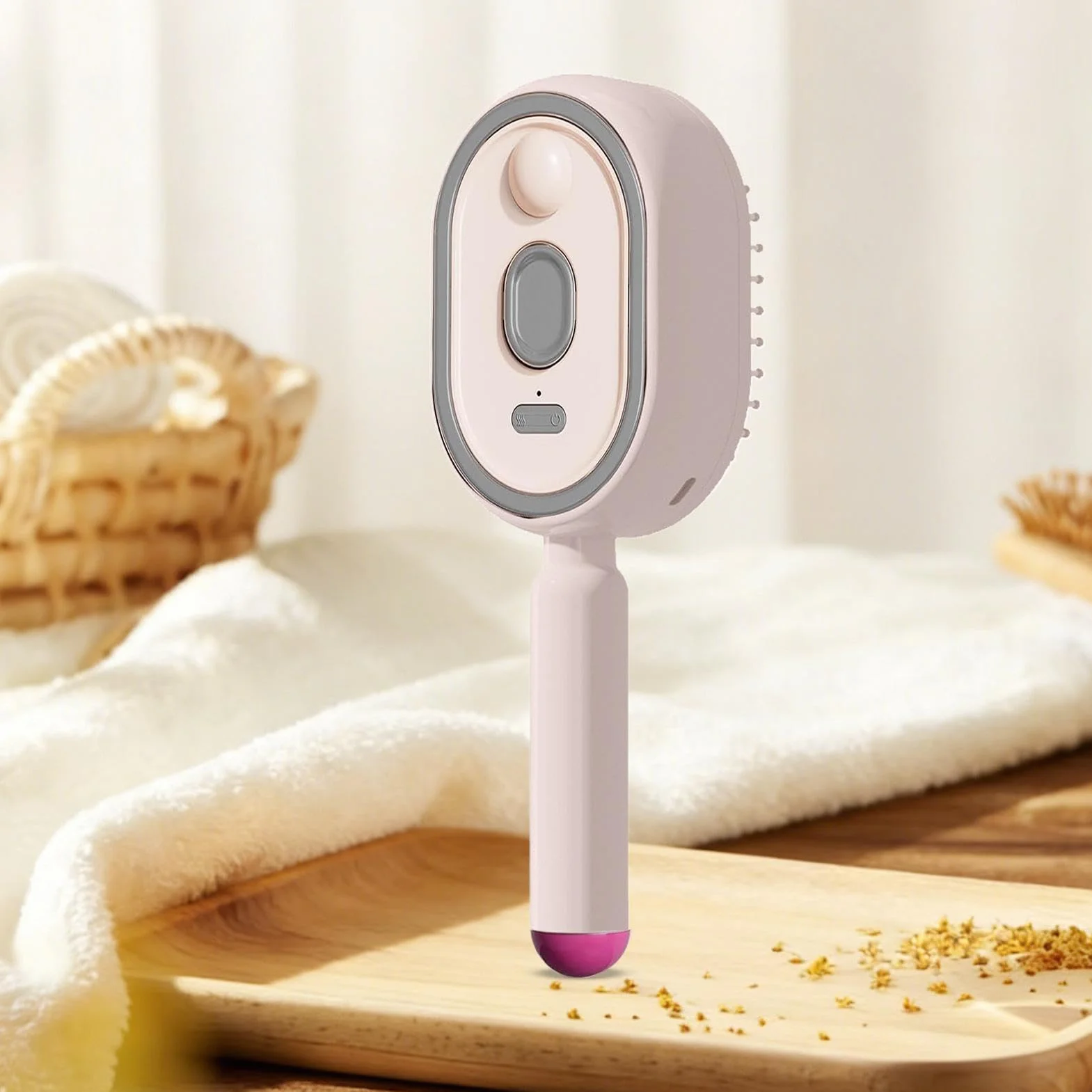 Brosse À Vapeur Électrique 3 En 1, Lisseur Vapeur Rechargeable, Peigne Démêlant Antistatique Avec Massage Coussin D'air Anti-frisottis