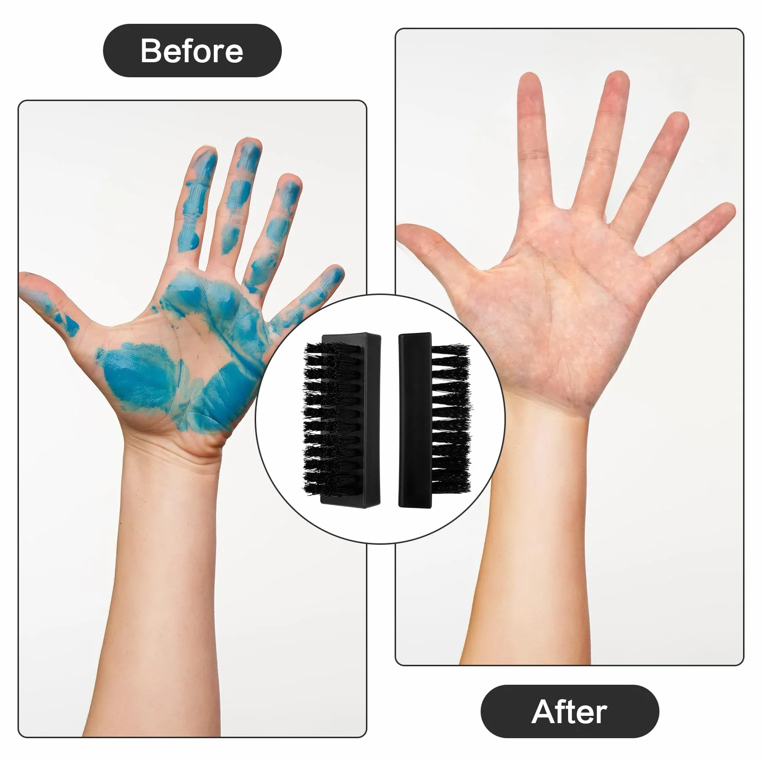 Amabro Lot de 2 brosses à ongles pour les mains, brosse à récurer à poils rigides noirs
