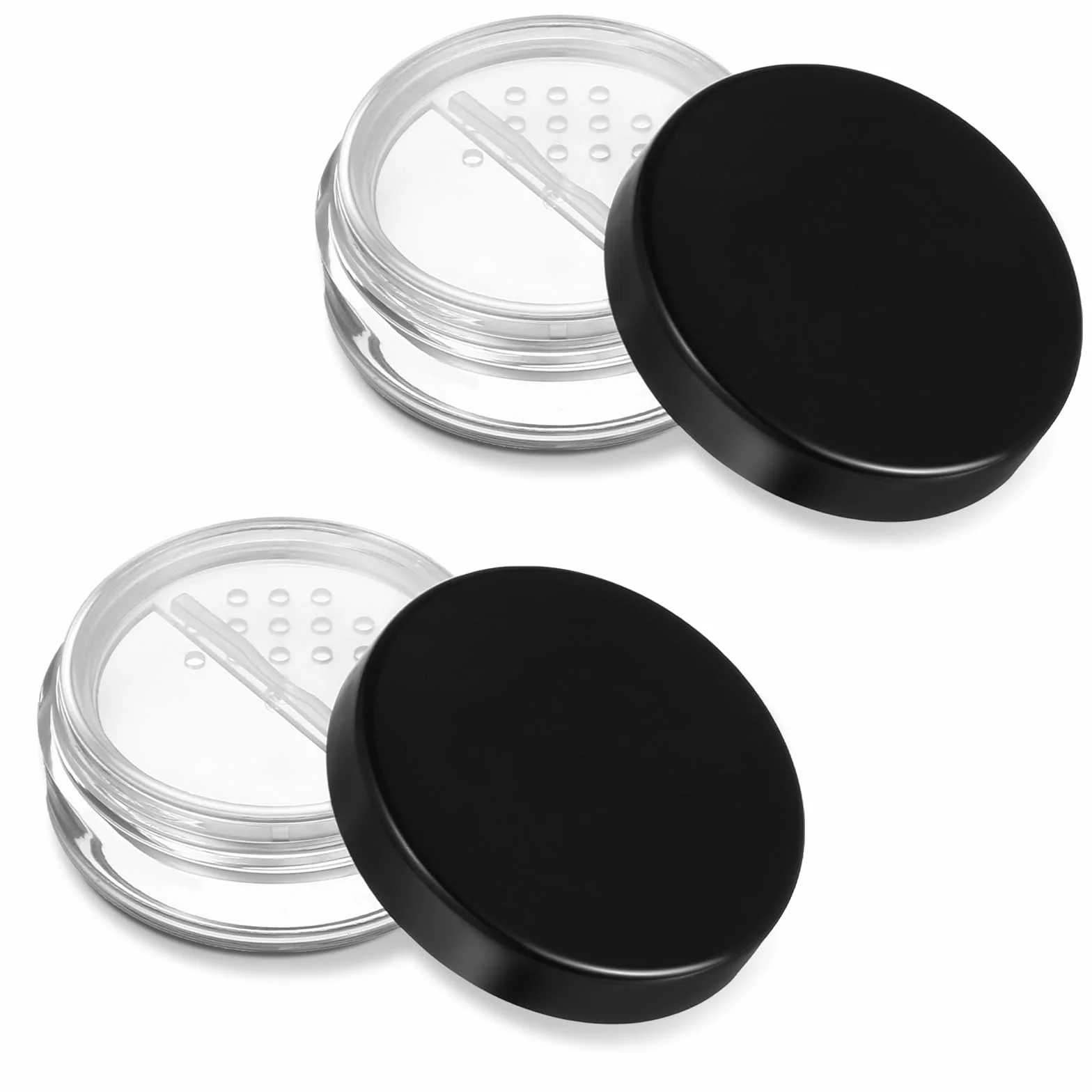 Lot de 2 boîtes à poudre portables vides réutilisables 10g, conteneurs à poudre libre transparents avec couvercle à tamis amovible