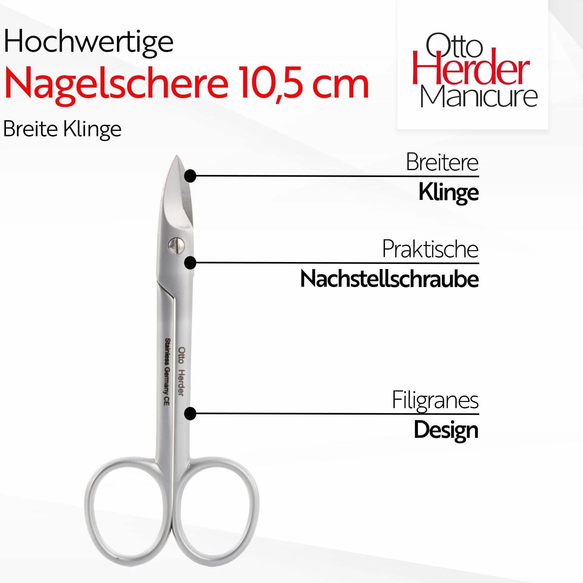 Otto Herder Ciseaux à ongles extra forts 10,5 cm acier inoxydable