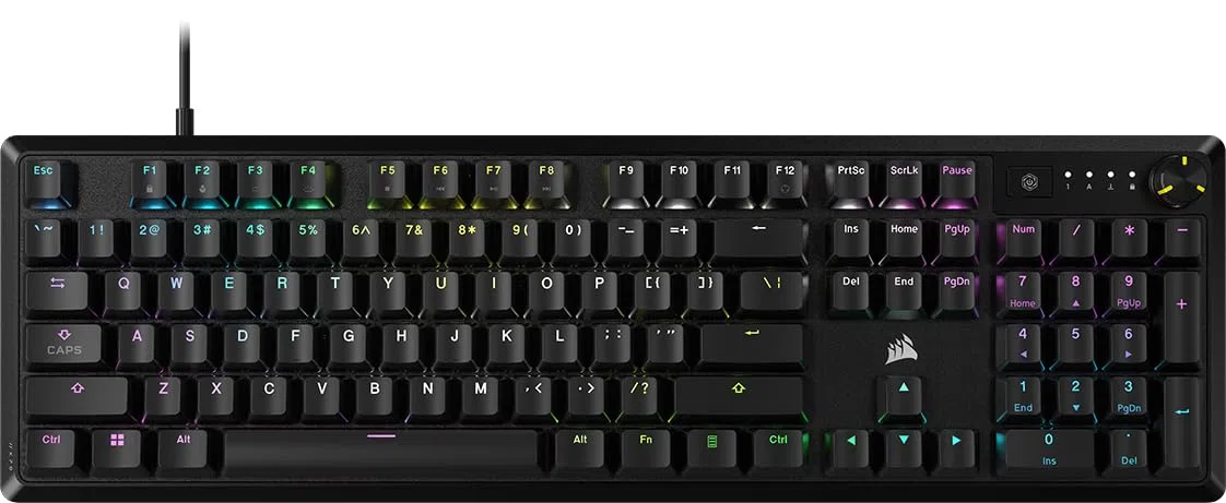 Corsair K70 Core RGB Clavier mécanique de Jeu - Interrupteurs linéaires Rouges MLX pré-lubrifiés - Amortissement sonore - Cadran de contrôle des médias - Compatible avec iCUE - Design QWERTY