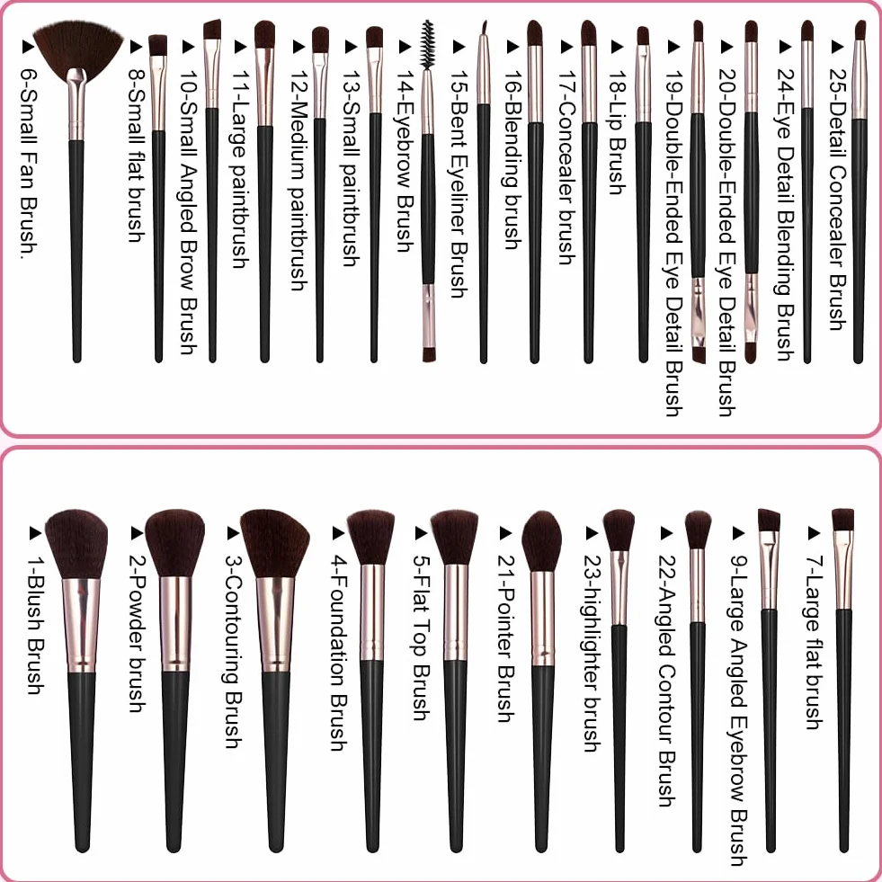 Set Pinceaux Maquillage 51 Pièces, Professionnel avec Éponges, Houppettes, Trousse Rangement, Brosse Fond Teint Poudre Blush Yeux Noir