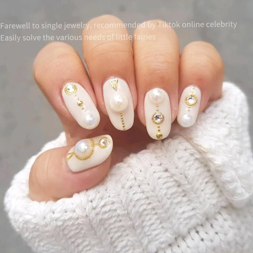 Perles caviar pour ongles or et argent 3D nail art strass