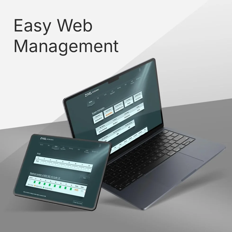 Zyxel Switch Ethernet 8 Ports Gigabit Manageable Web QoS Link Aggregation VLAN IGMP Snooping sans Ventilateur Desktop GS1200-8v3