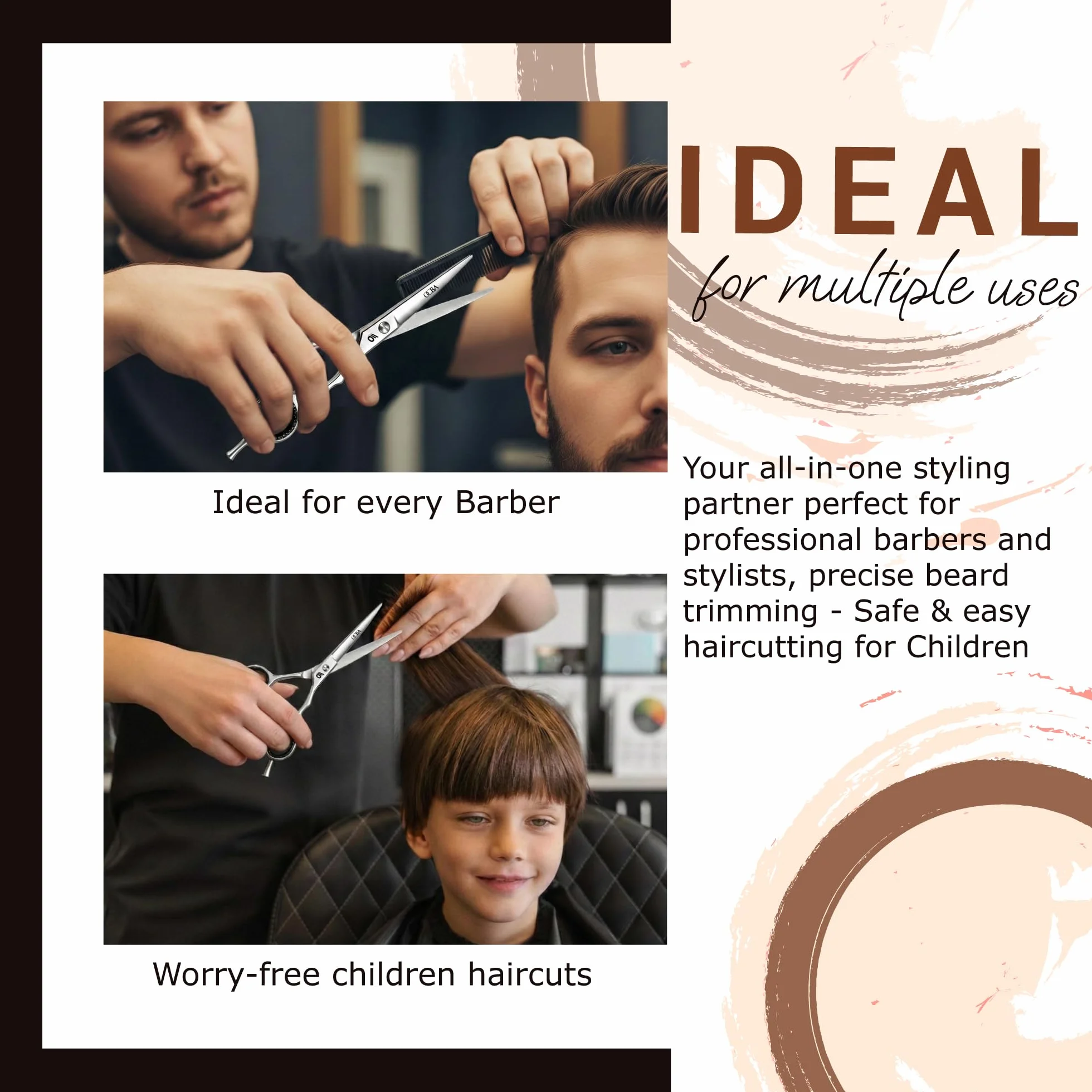 OCBA Ciseaux de Coiffure Acier Inoxydable 6 Pouces pour Salon