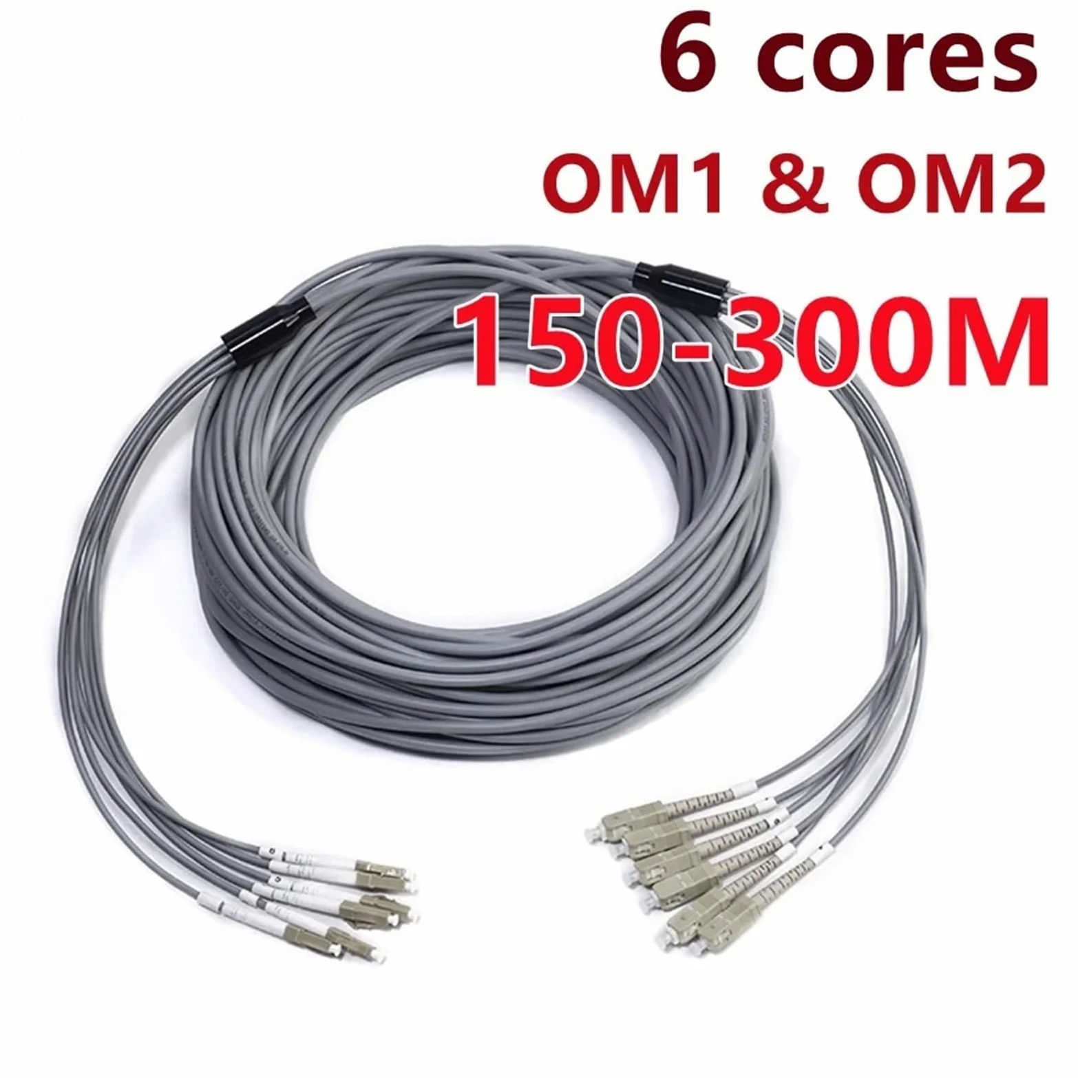 Cordon de raccordement en fibre optique blindée 6 conducteurs OM1 OM2 MM 200M250M 6C SC LC FC STA Multimode 6 (150 m OM2 SC-SC)