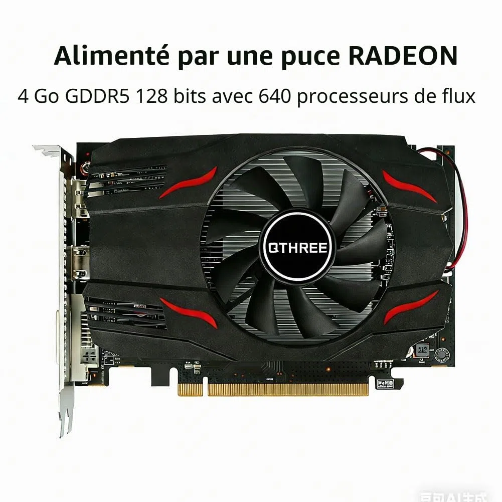 QTHREE Radeon RX 550 Carte Graphique, 4GB GDDR5 128-bit, DVI-D, HDMI, DisplayPort, PCI Express x8, Gaming Carte Video PC, DirectX 12, Computer GPU