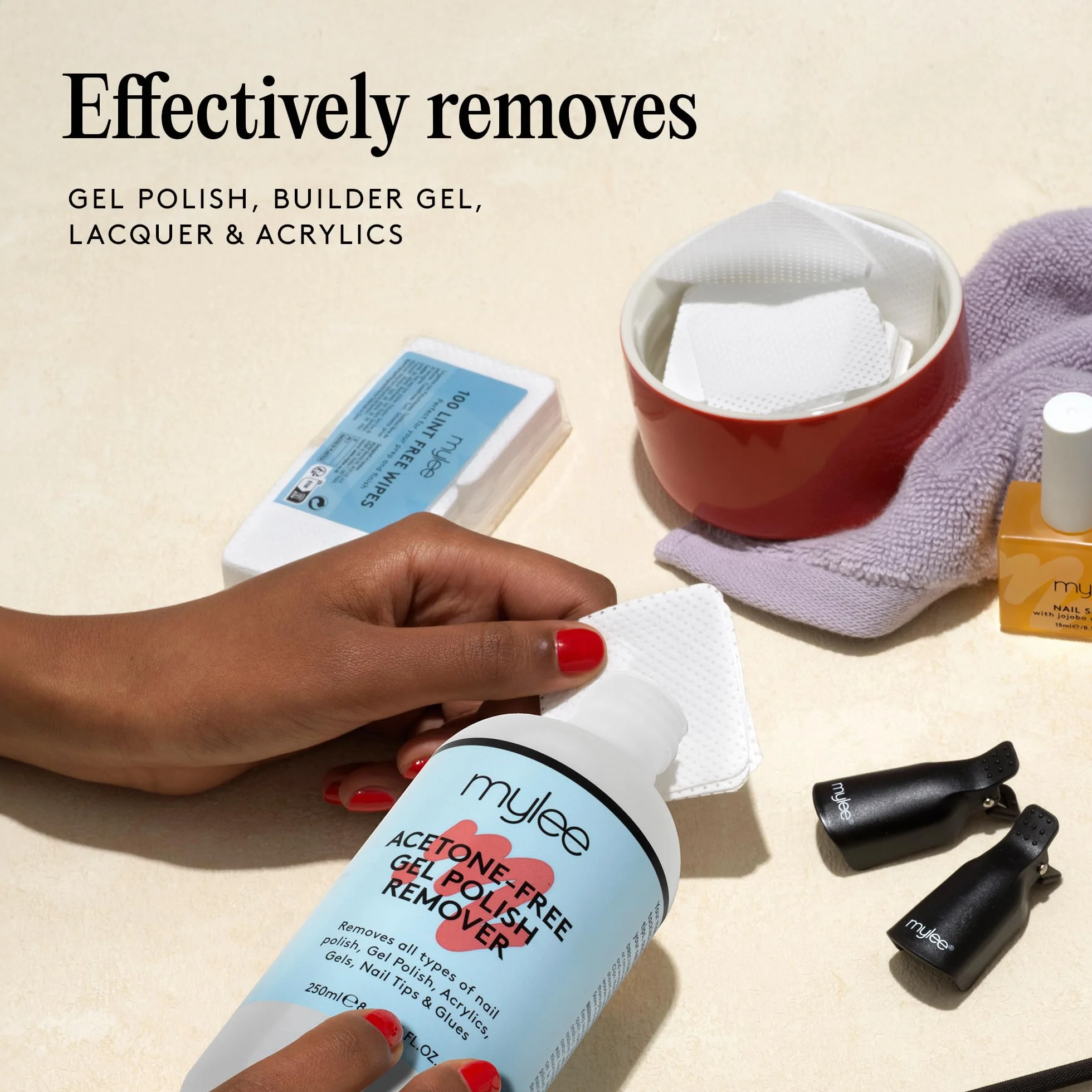 Mylee Dissolvant pour vernis à ongle sans acétone 250 ml – Professionnel, doux, vegan