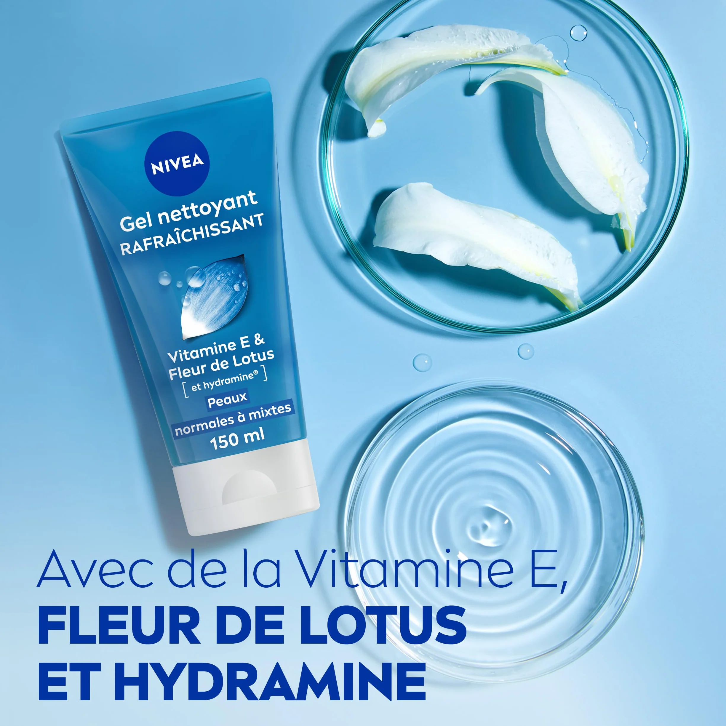 NIVEA Gel Nettoyant Fraîcheur Visage 150 ml Hydrate Élimine Impuretés Peaux Normales Mixtes